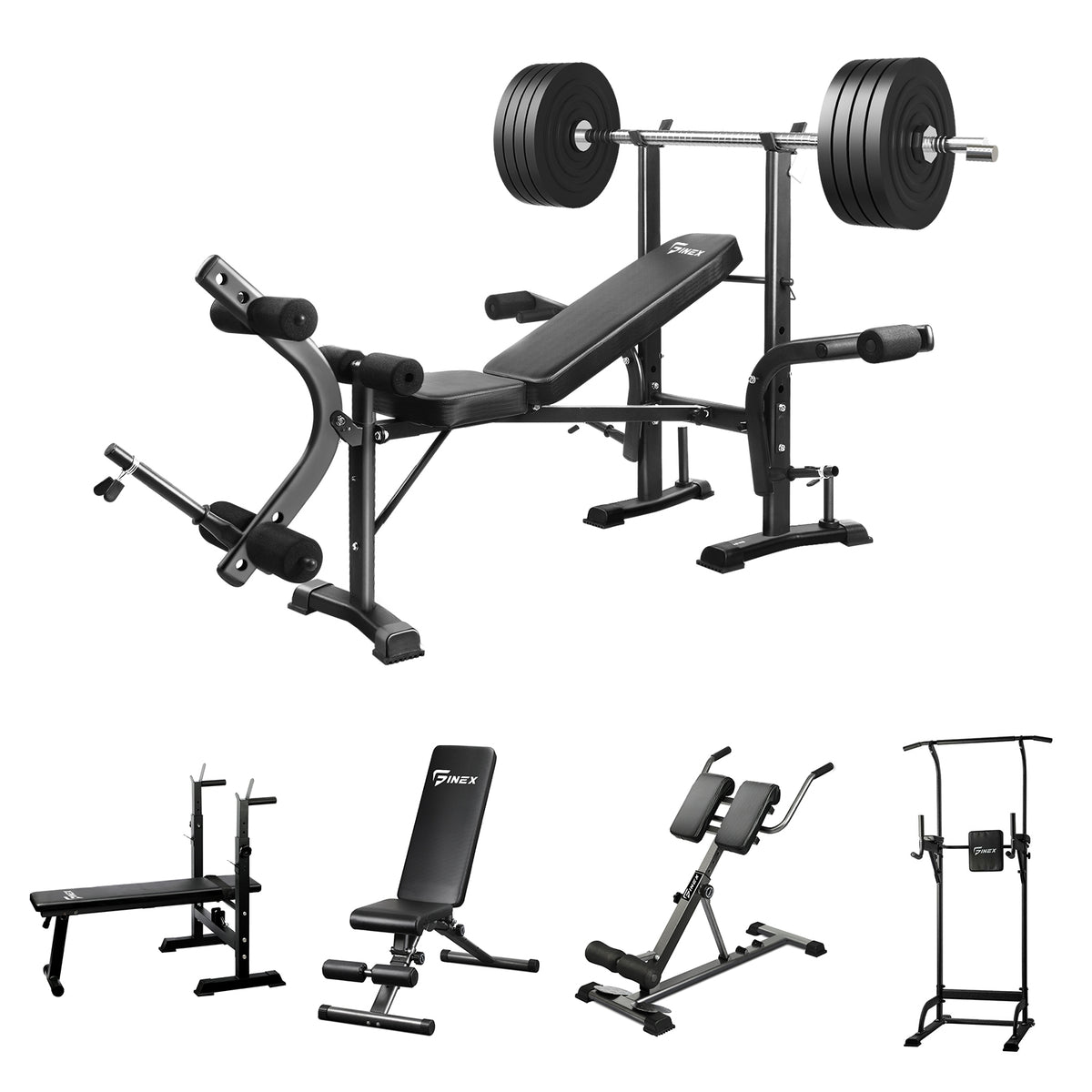 Finex Bench Press Weight Bench Sit-up Power Tower Roman Chair Multi-Station