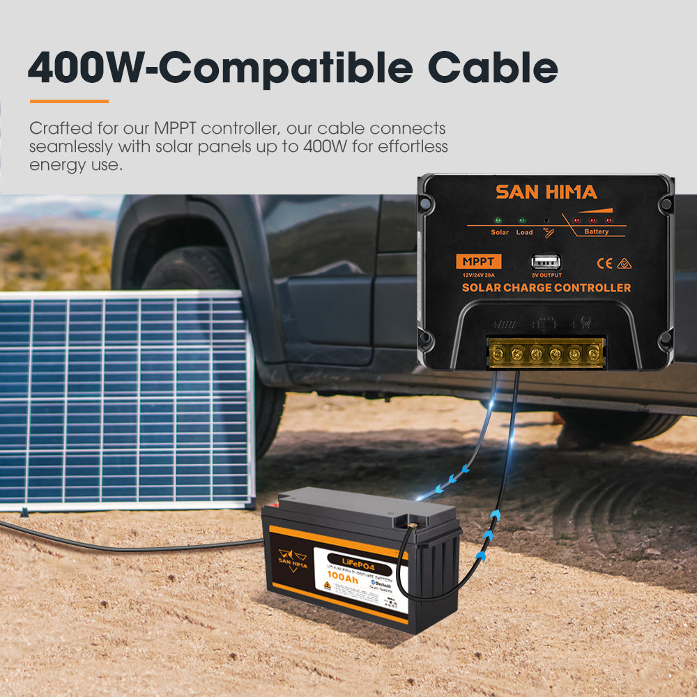 San Hima 20A MPPT Solar Charge Controller With Cable 12V/24V Regulator USB - Sunyee