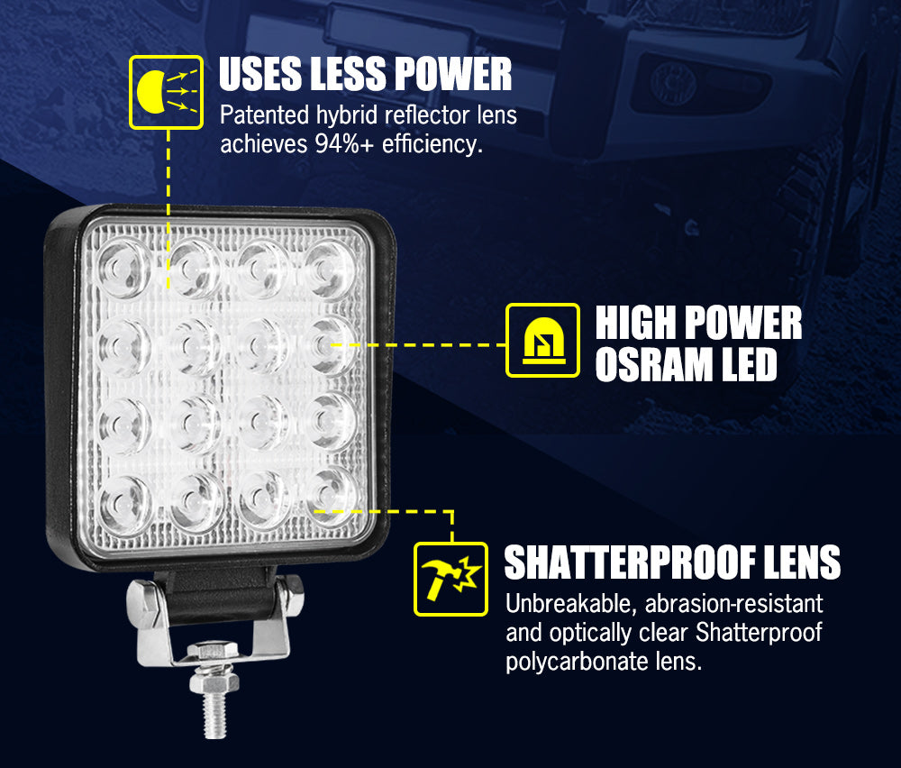 Bonus Lightfox 4inch Led Work Light 1 LUX @ 128M IP68 6501 - 7000 lm - Sunyee