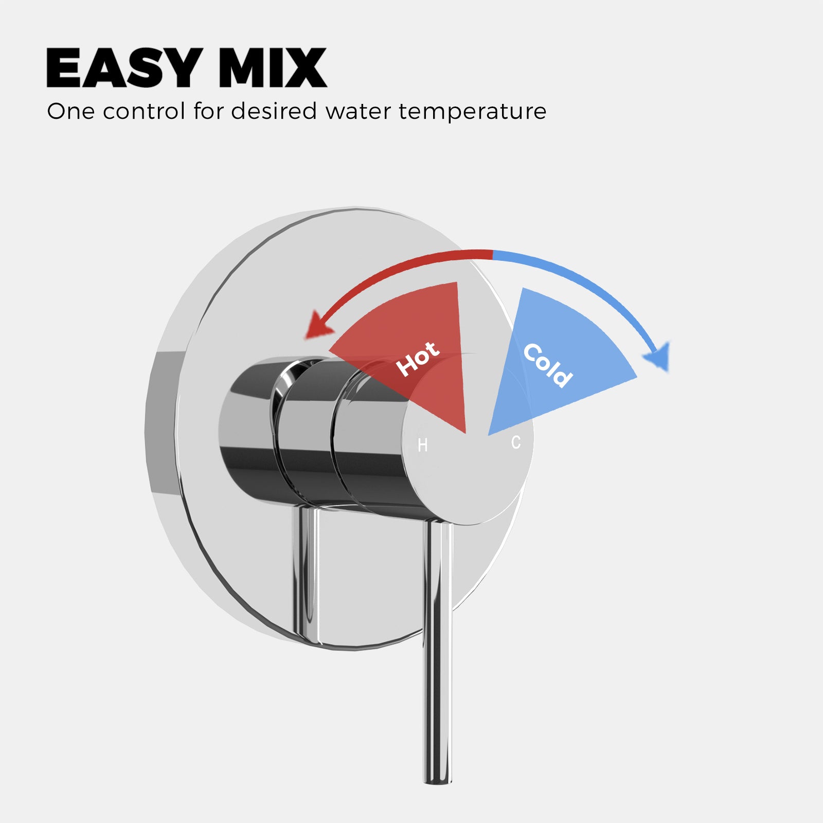 Chrome Wall Shower Mixer Tap Shower Valve Brass Round Bath Spout Hot Cold Taps - Sunyee