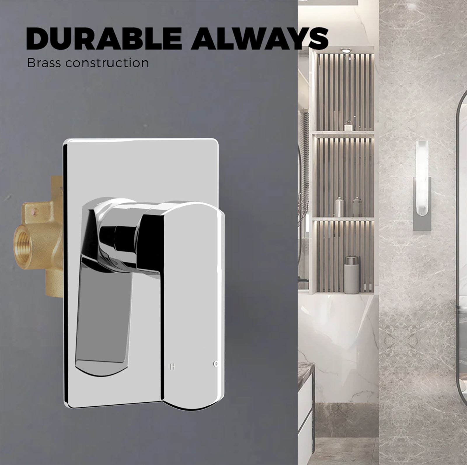 Chrome Wall Basin Shower Mixer Hot Cold Tap Sink Brass Bath Valve Watermark DIY - Sunyee