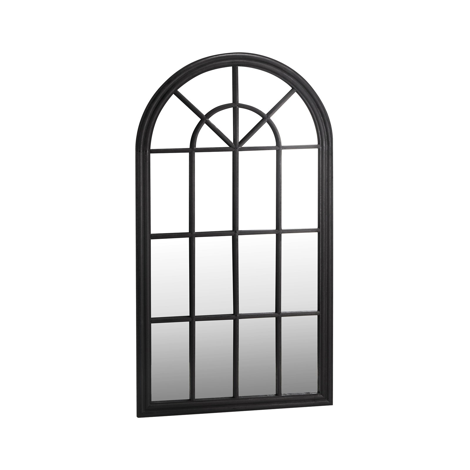 Oikiture Window Mirror Arched Wall Mirrors Decor 76x51cm Wooden Black - Sunyee