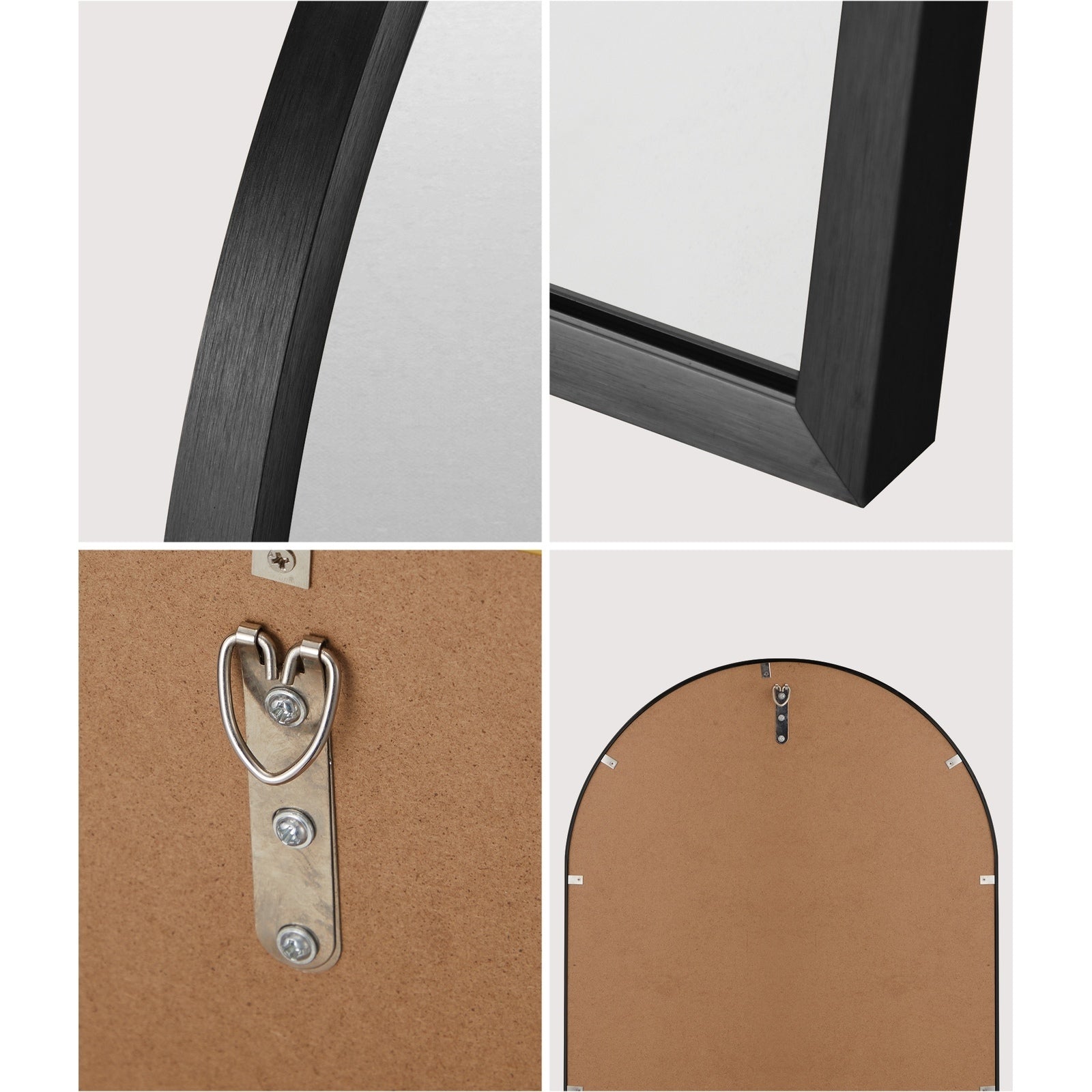 Oikiture Wall Mirrors 86x50cm Arched Home Decor Black Set of 2 - Sunyee