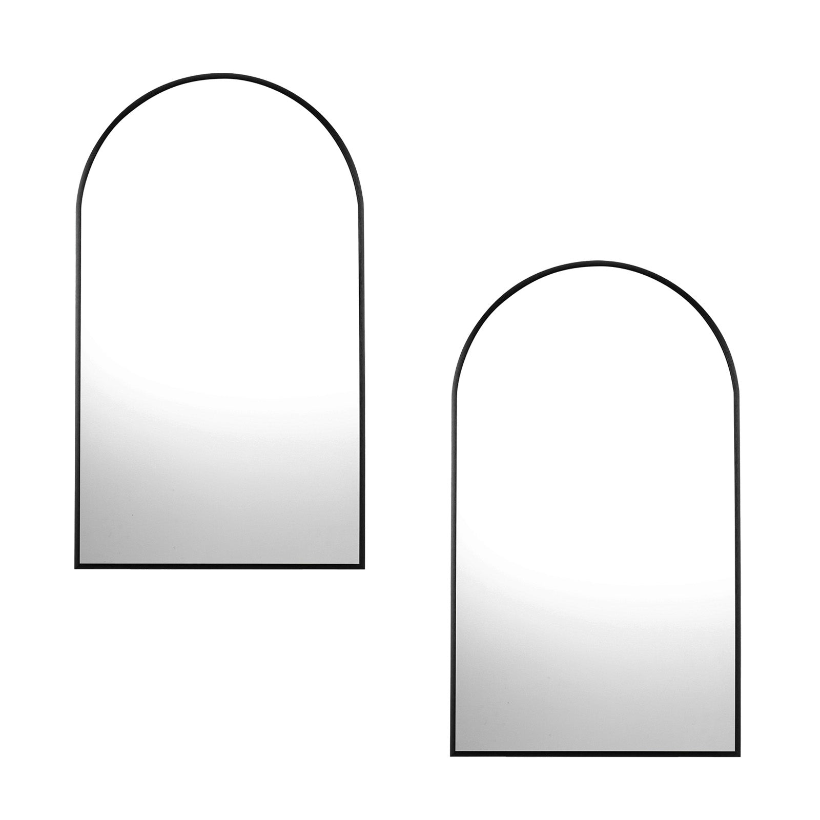 Oikiture Wall Mirrors 86x50cm Arched Home Decor Black Set of 2 - Sunyee
