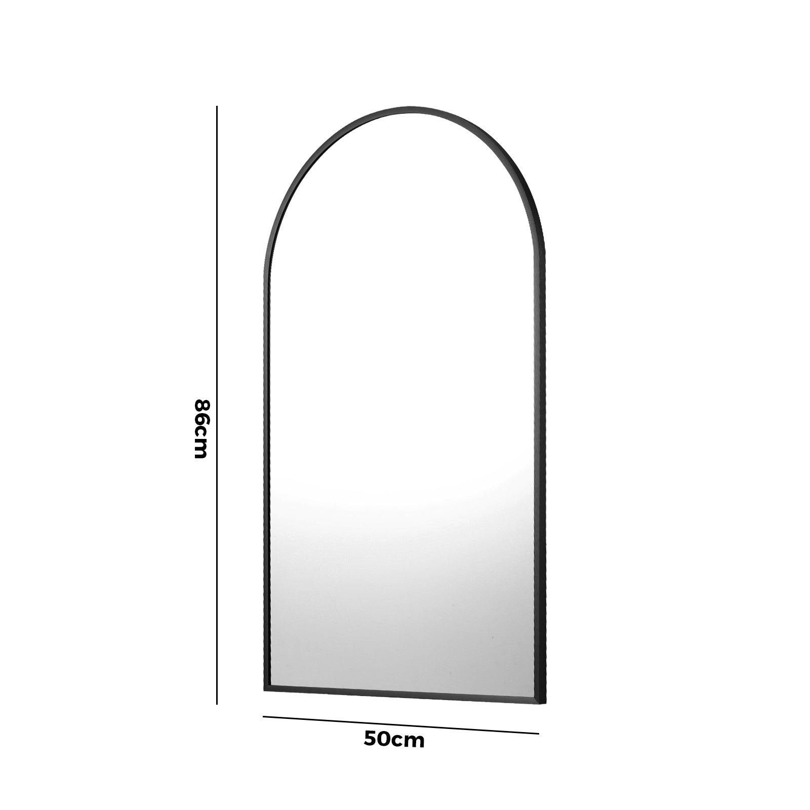 Oikiture Wall Mirrors 86x50cm Arched Makeup Mirror Bathroom Home Decor Black - Sunyee