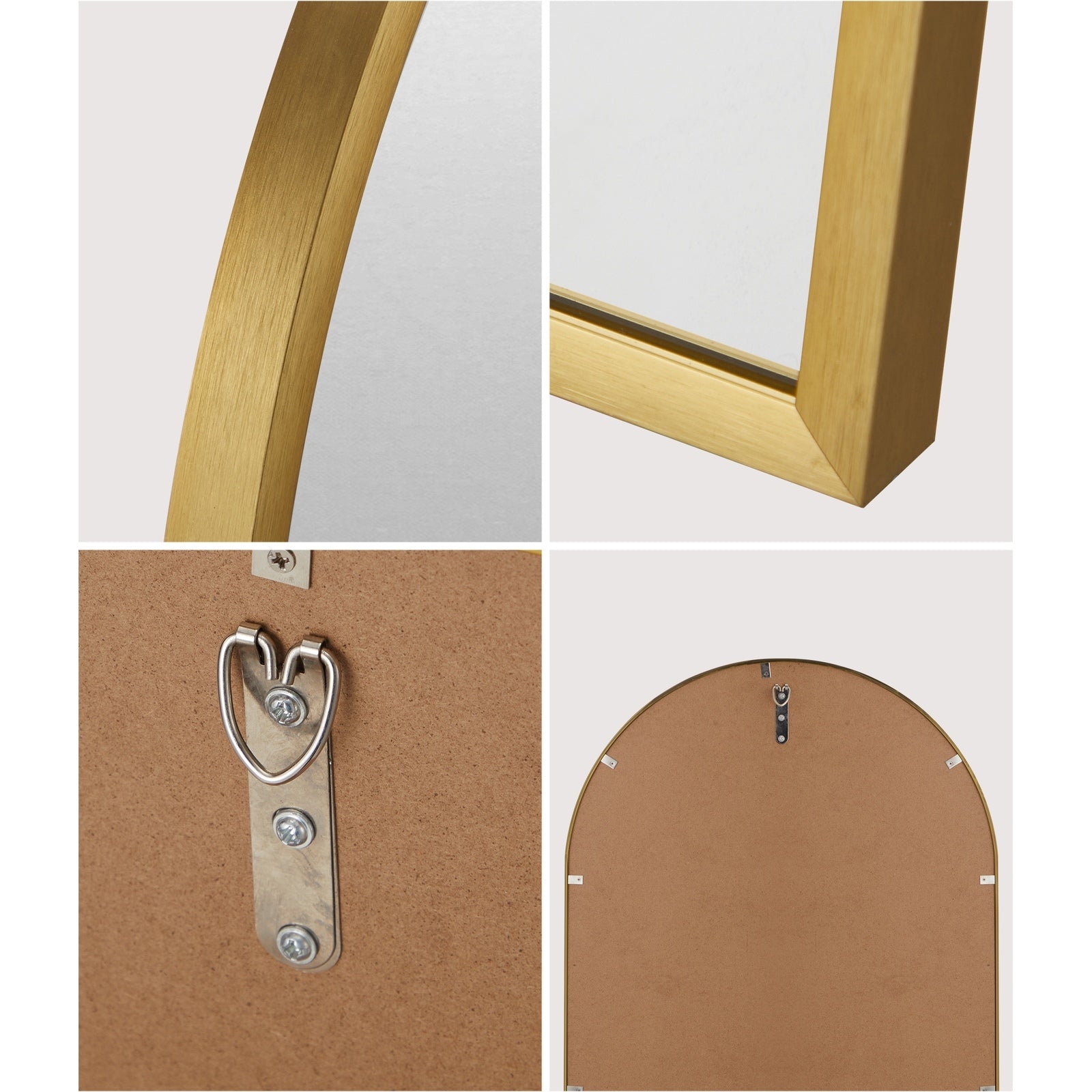 Oikiture Wall Mirrors 86x50cm Arched Makeup Mirror Bathroom Home Decor Gold - Sunyee