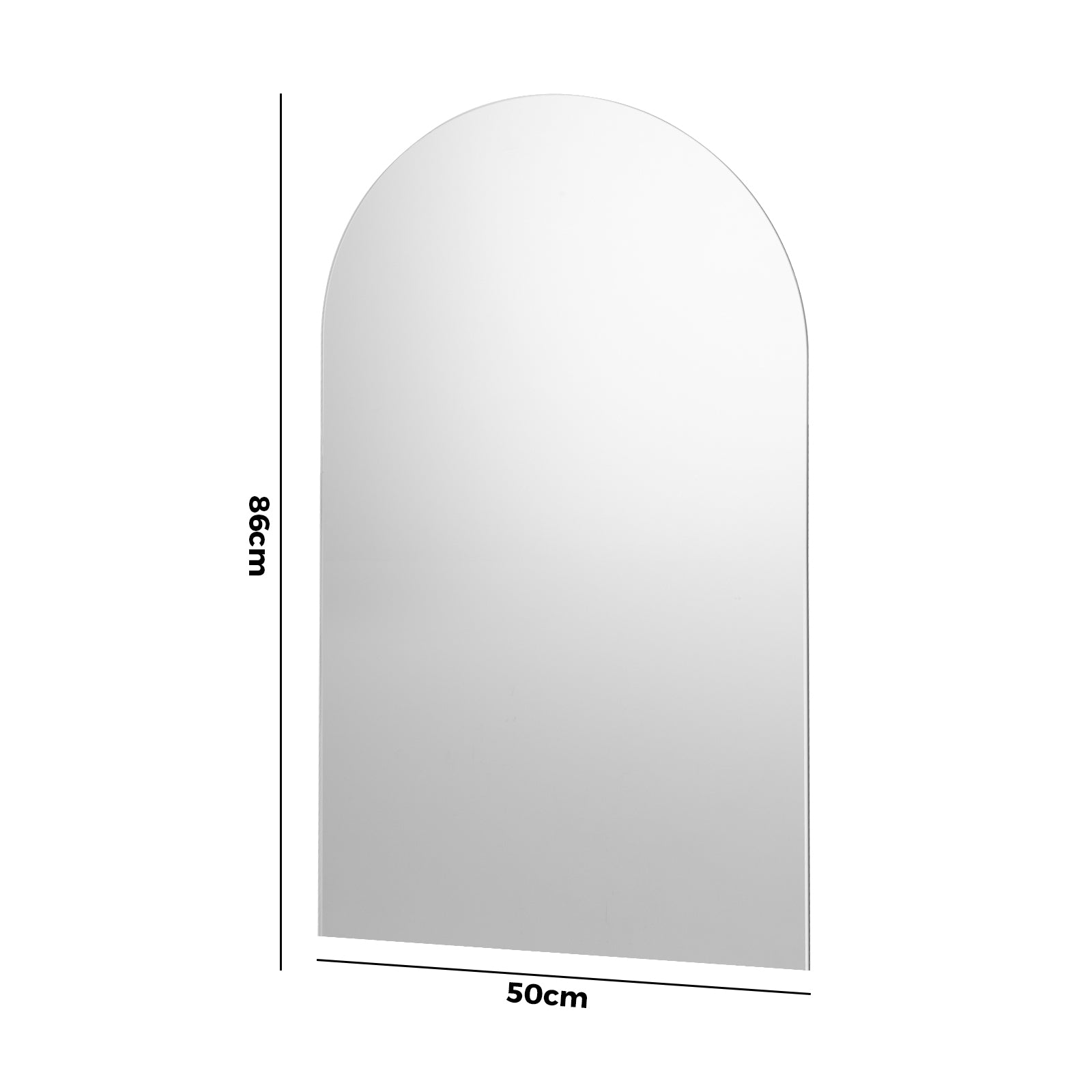 Oikiture Wall Mirrors 86x50cm Arched Makeup Mirror Bathroom Frameless - Sunyee