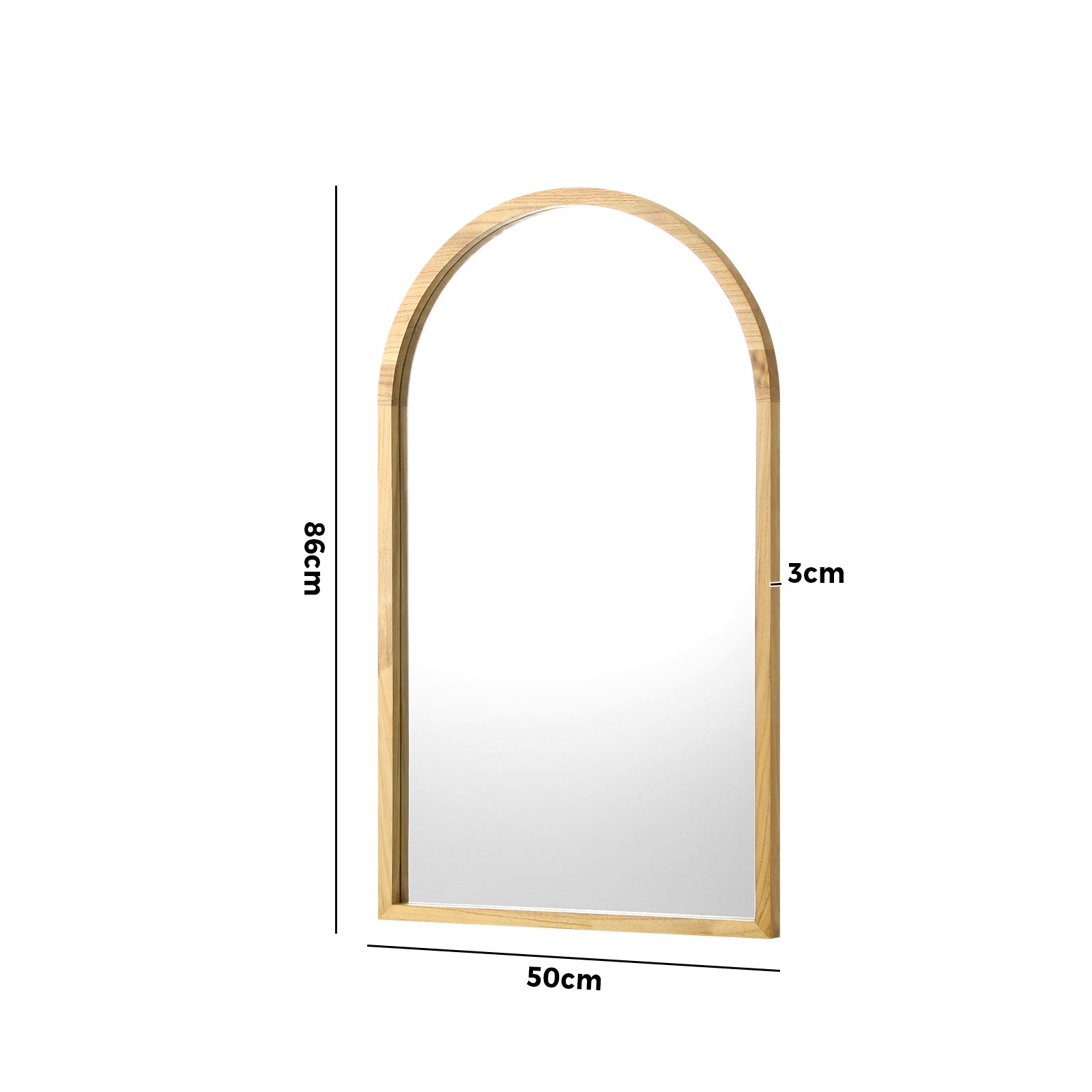 Oikiture Arched Wall Mirrors Vanity Home Decro Makeup Mirror 86x50cm Wooden - Sunyee