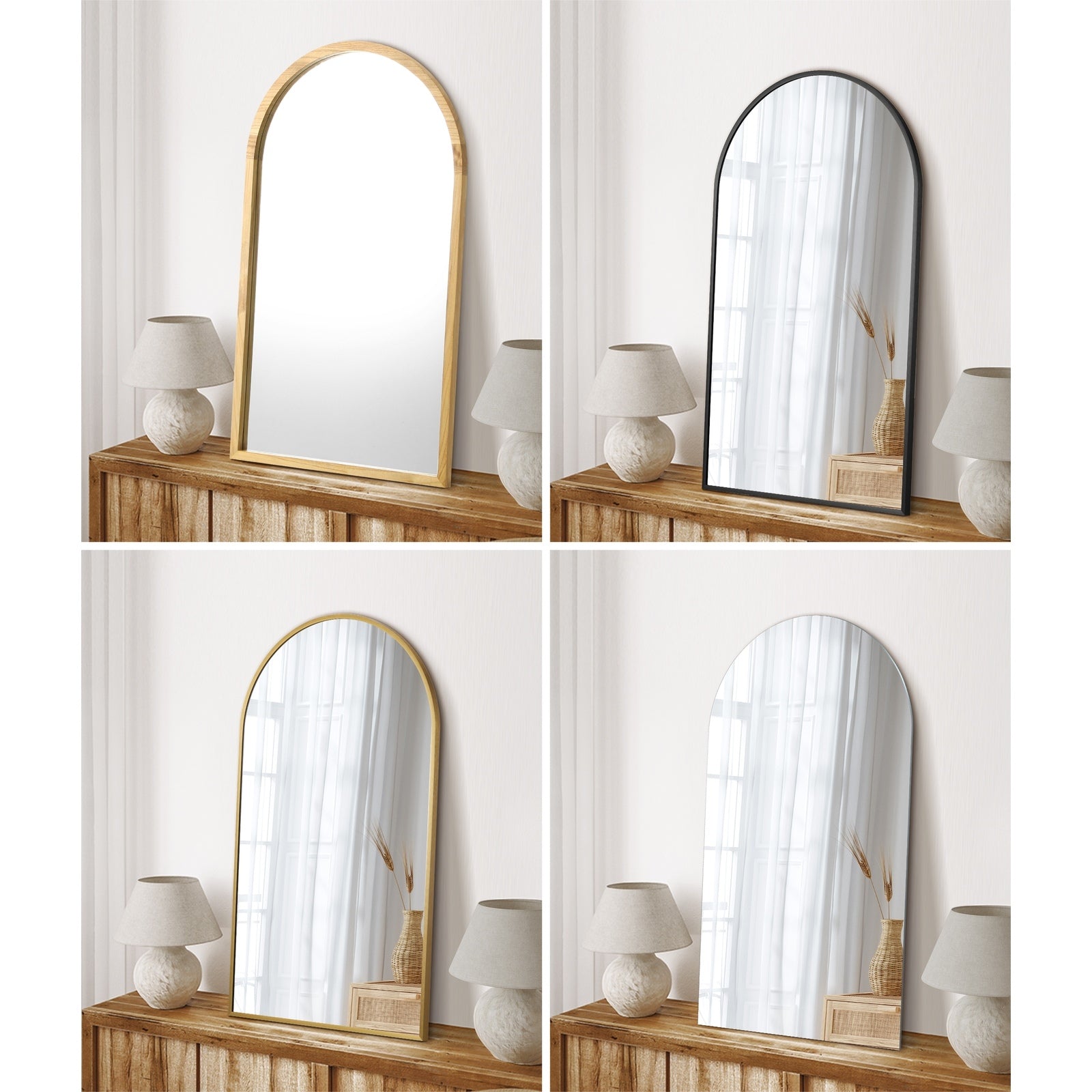 Oikiture Wall Mirrors 86x50cm Arched Makeup Mirror Bathroom Home Decor - Sunyee