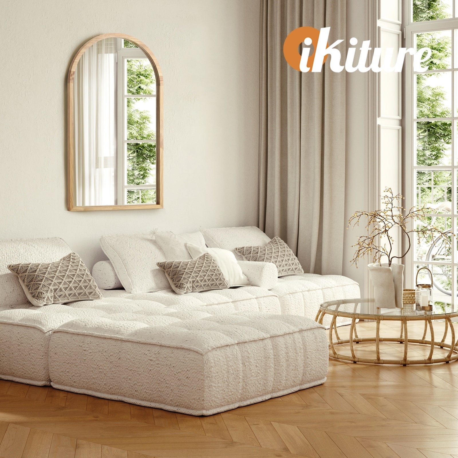 Oikiture Wall Mirrors 86x50cm Arched Makeup Mirror Bathroom Home Decor - Sunyee