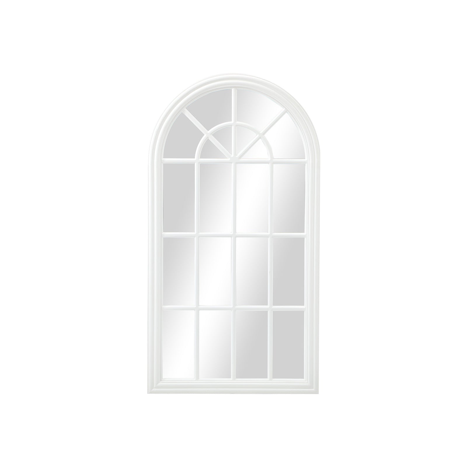 Oikiture 2PC Window Mirror Arched Wall Mirrors Decor 76x51cm Wooden White - Sunyee