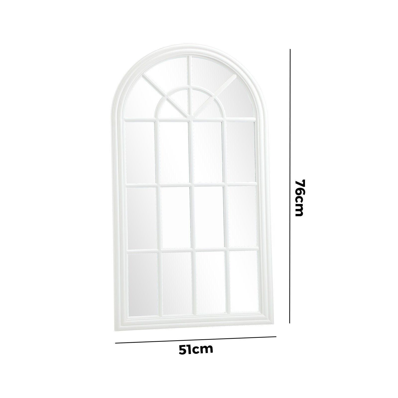 Oikiture 2PC Window Mirror Arched Wall Mirrors Decor 76x51cm Wooden White - Sunyee