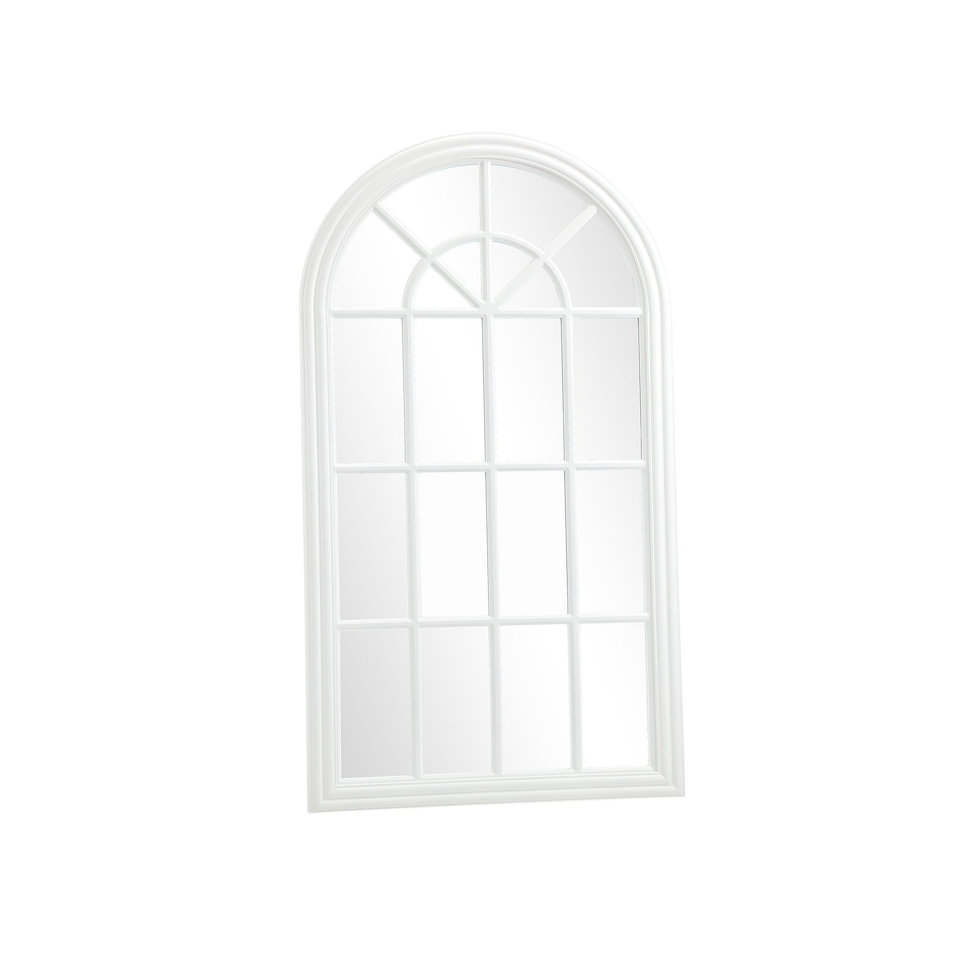 Oikiture Window Mirror Arched Wall Mirrors Decor 76x51cm Wooden White - Sunyee