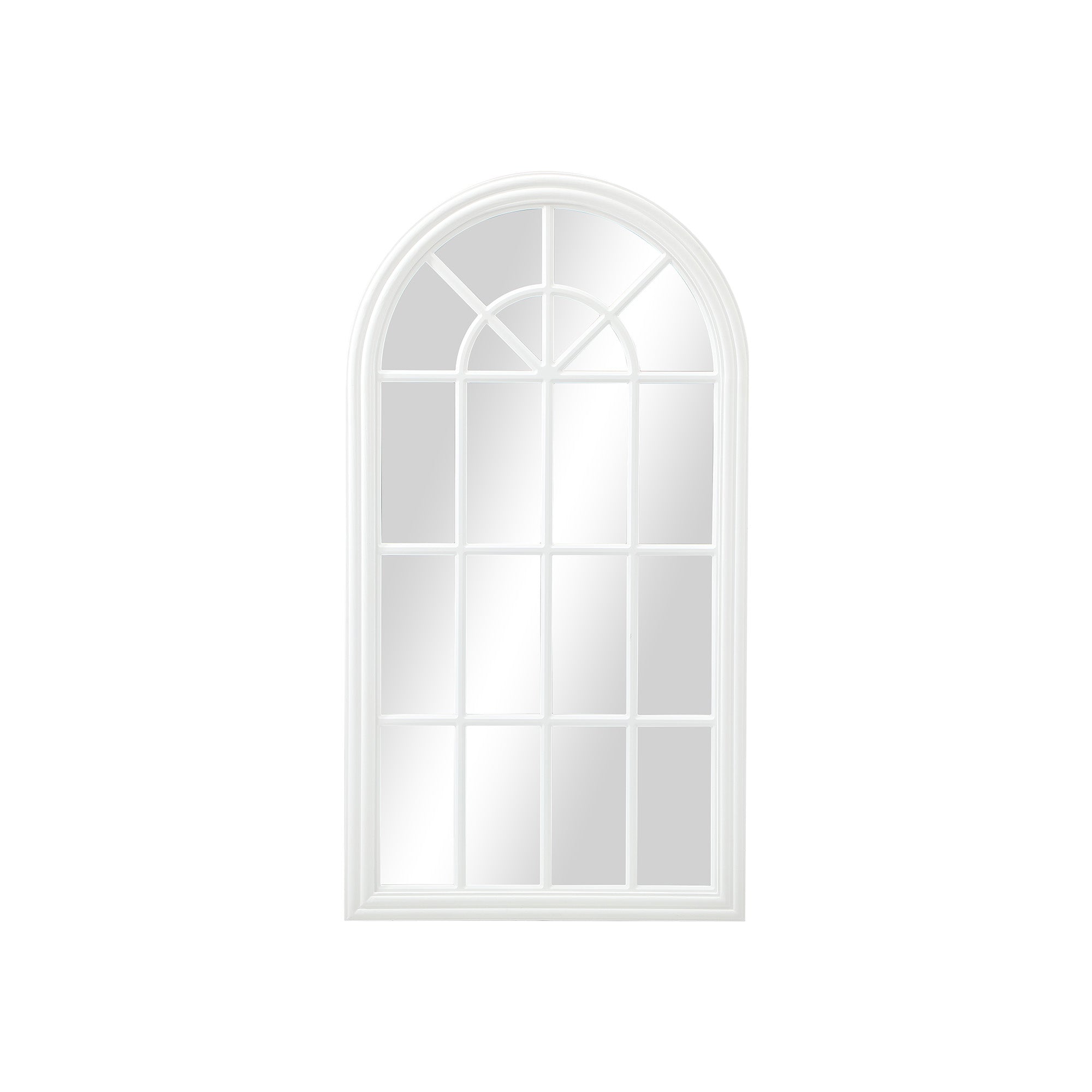 Oikiture Window Mirror Arched Wall Mirrors Decor 76x51cm Wooden White - Sunyee