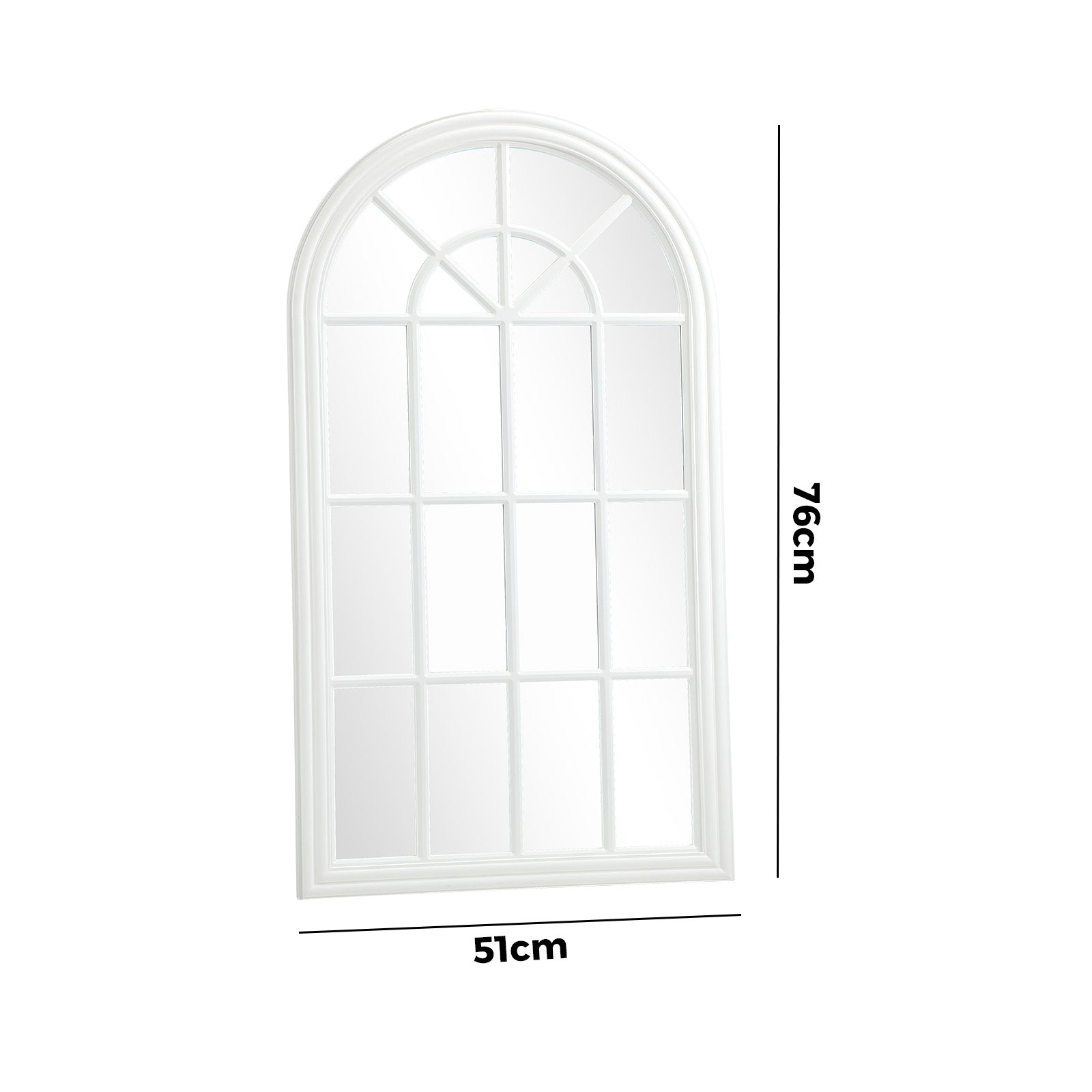 Oikiture Window Mirror Arched Wall Mirrors Decor 76x51cm Wooden White - Sunyee