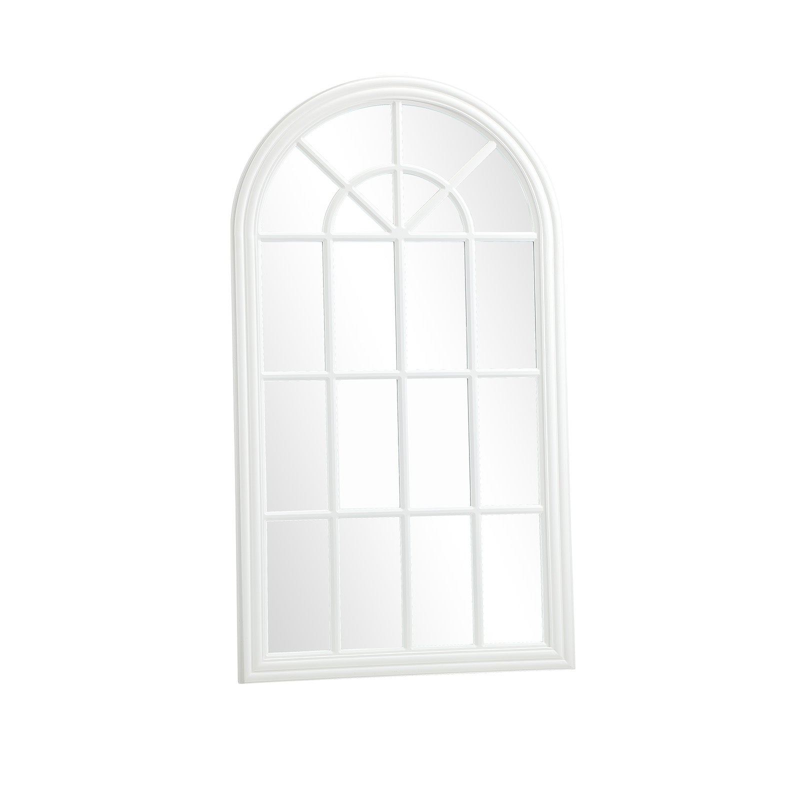 Oikiture Window Mirror Arched Wall Mirrors Decor 76x51cm Wooden White - Sunyee