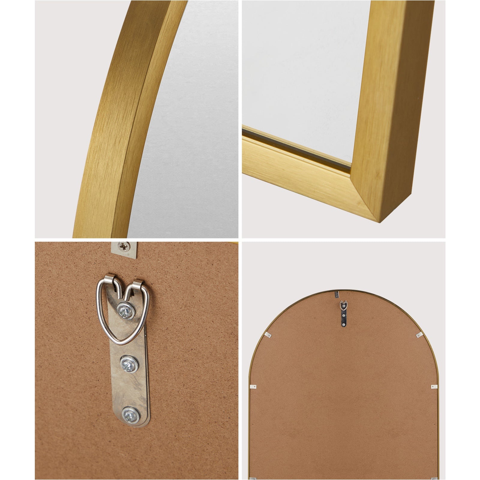 Oikiture Wall Mirrors 86x50cm Arched Makeup Mirror Bedroom Home Decor Gold - Sunyee