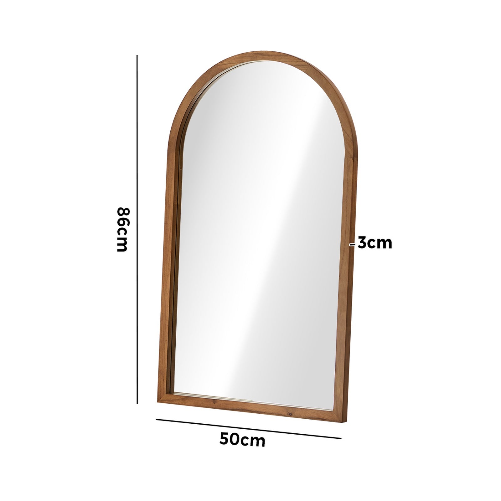 Oikiture Arched Wall Mirrors Home Decor 86x50cm Brown Wooden Set of 2 - Sunyee