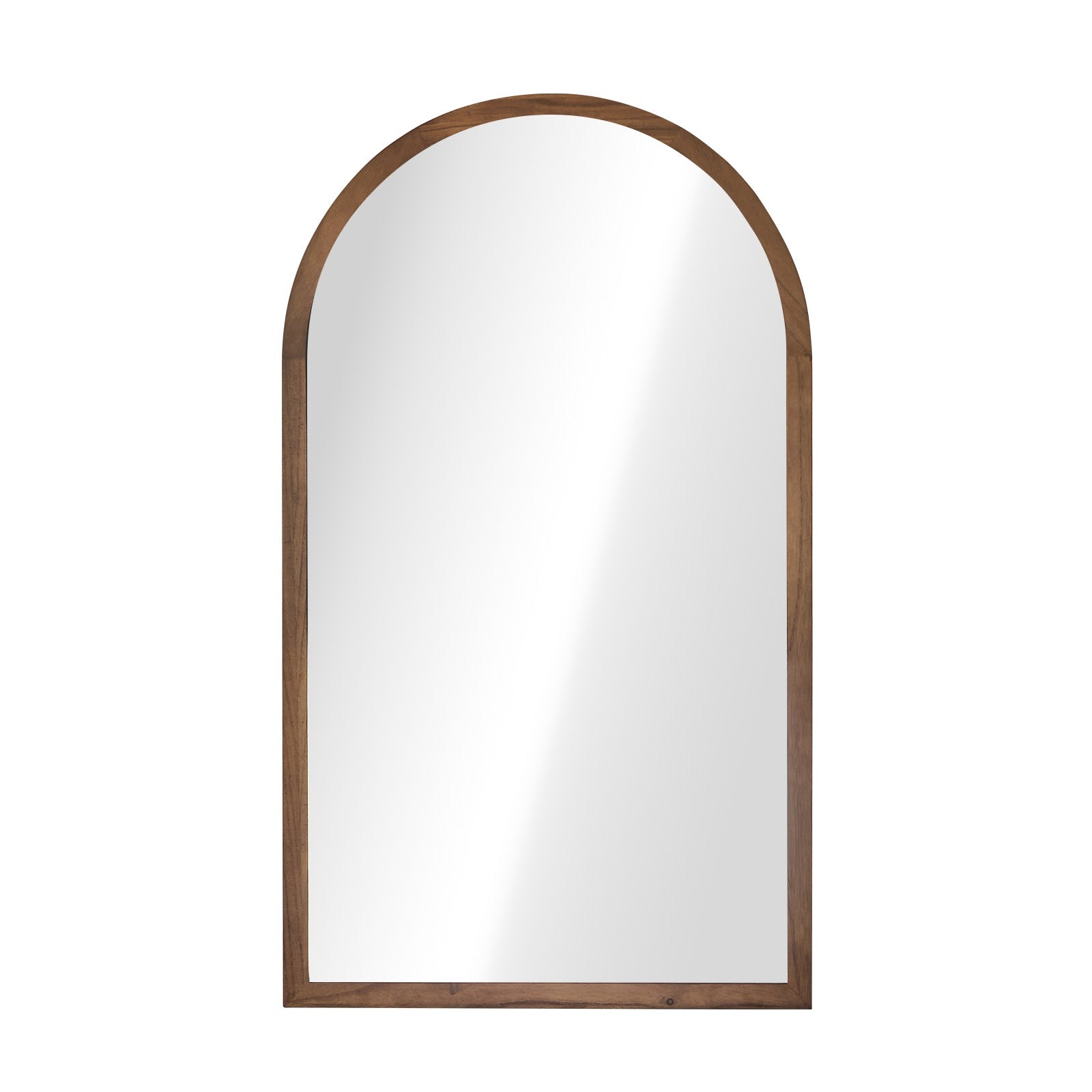 Oikiture Arched Wall Mirrors Vanity Home Decor Makeup Mirror 86x50cm Brown Wood - Sunyee
