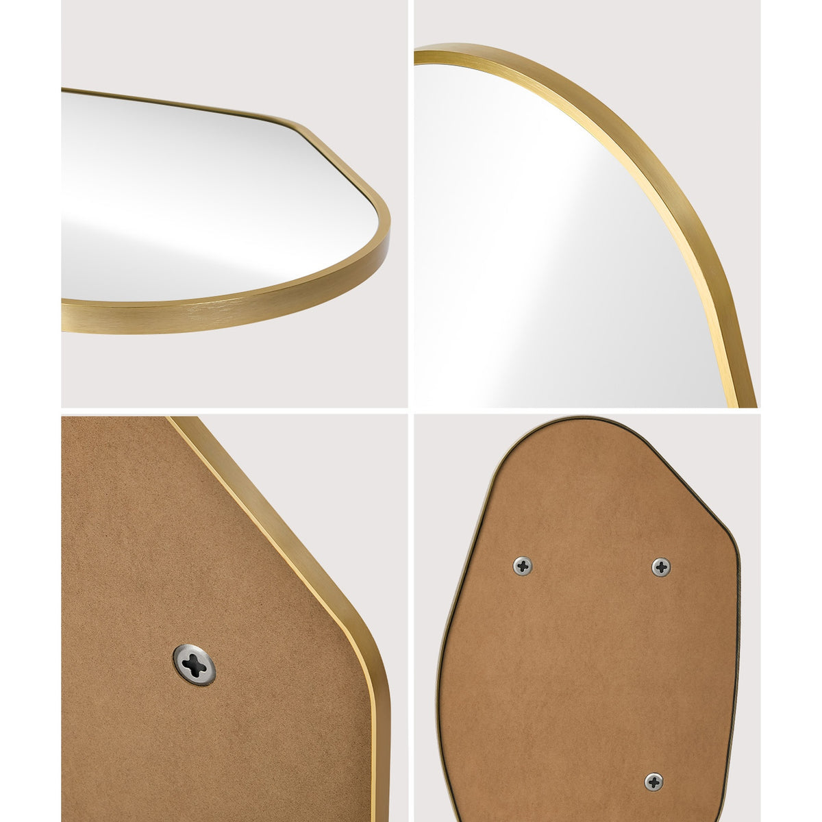 Oikiture Irregular Wall Mirror Hanging Mirror Aluminium Frame Entryway Gold