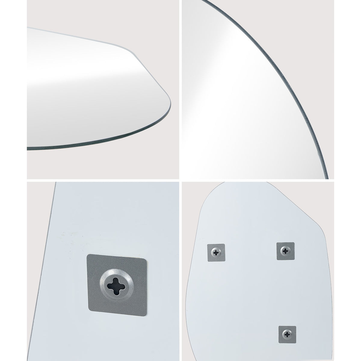 Oikiture Irregular Wall Mirror Hanging Mirror Frameless Entryway White