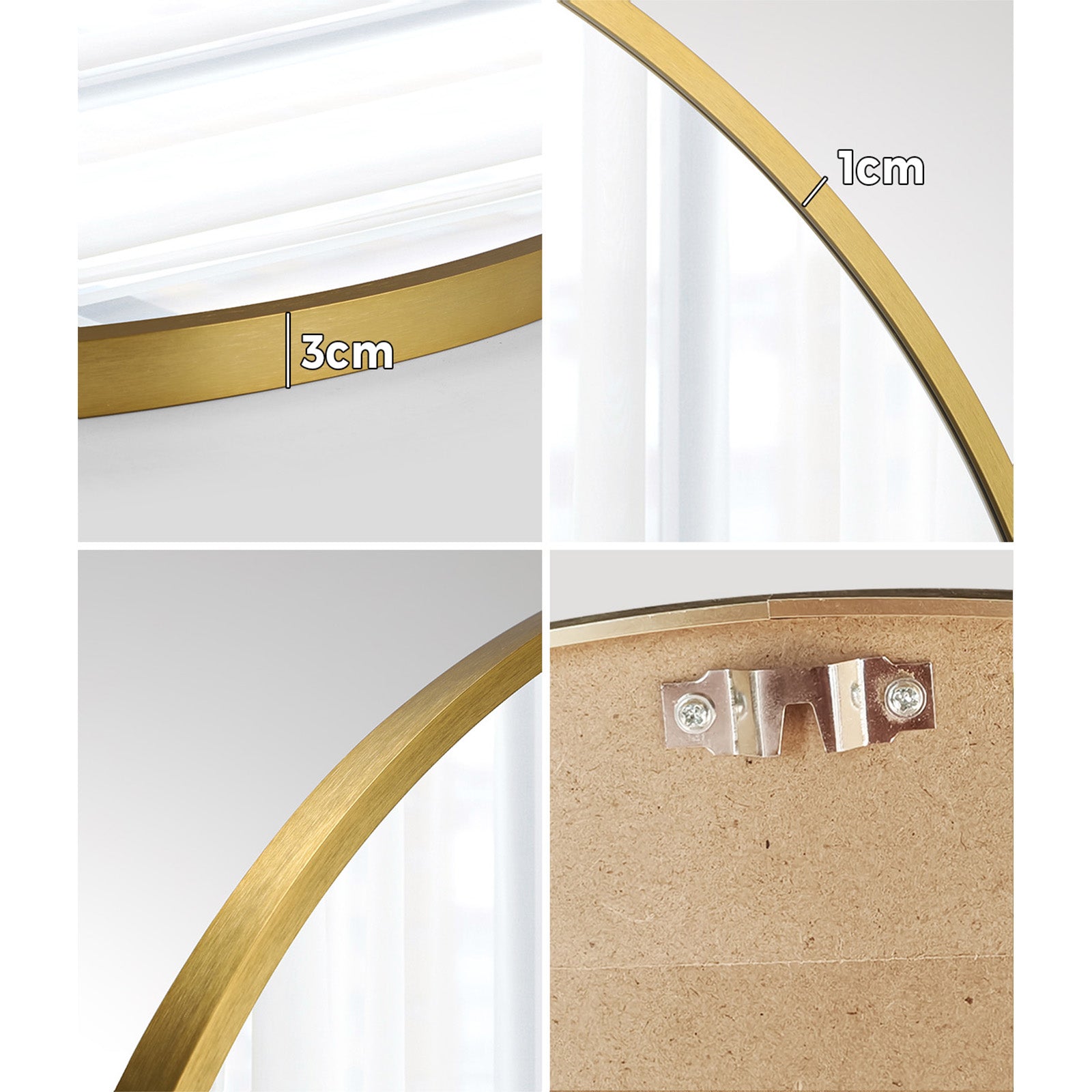 Oikiture Wall Mirrors Round Makeup Mirror Vanity Home Decorative Gold 80cm - Sunyee