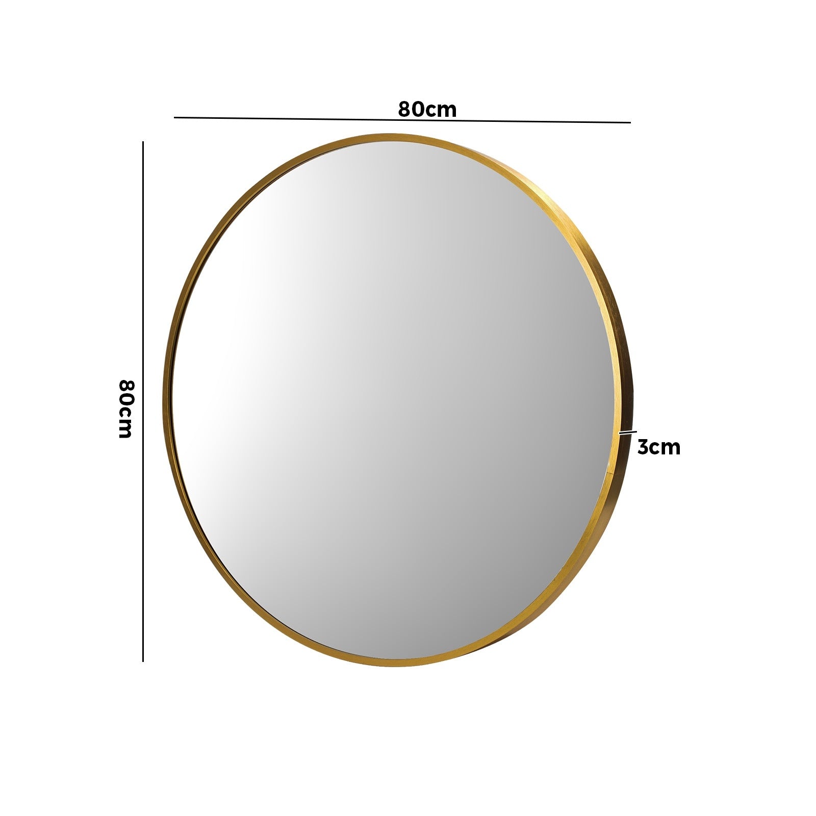 Oikiture Wall Mirrors Round Makeup Mirror Vanity Home Decorative Gold 80cm - Sunyee