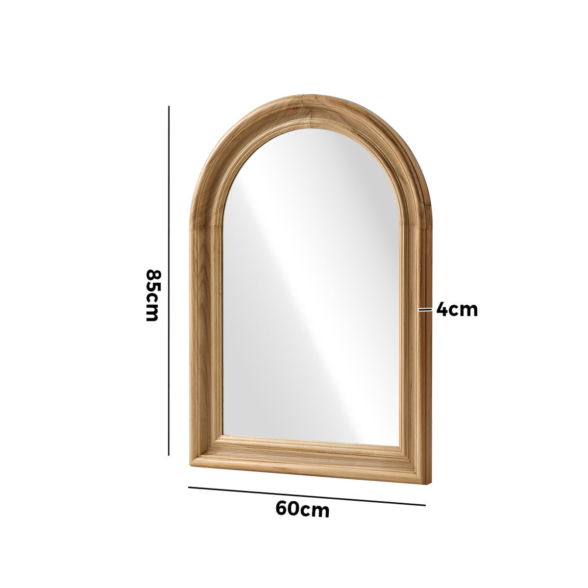 Oikiture Arched Wall Mirror Decorative Mirror Wide Frame 85x60cm Natural