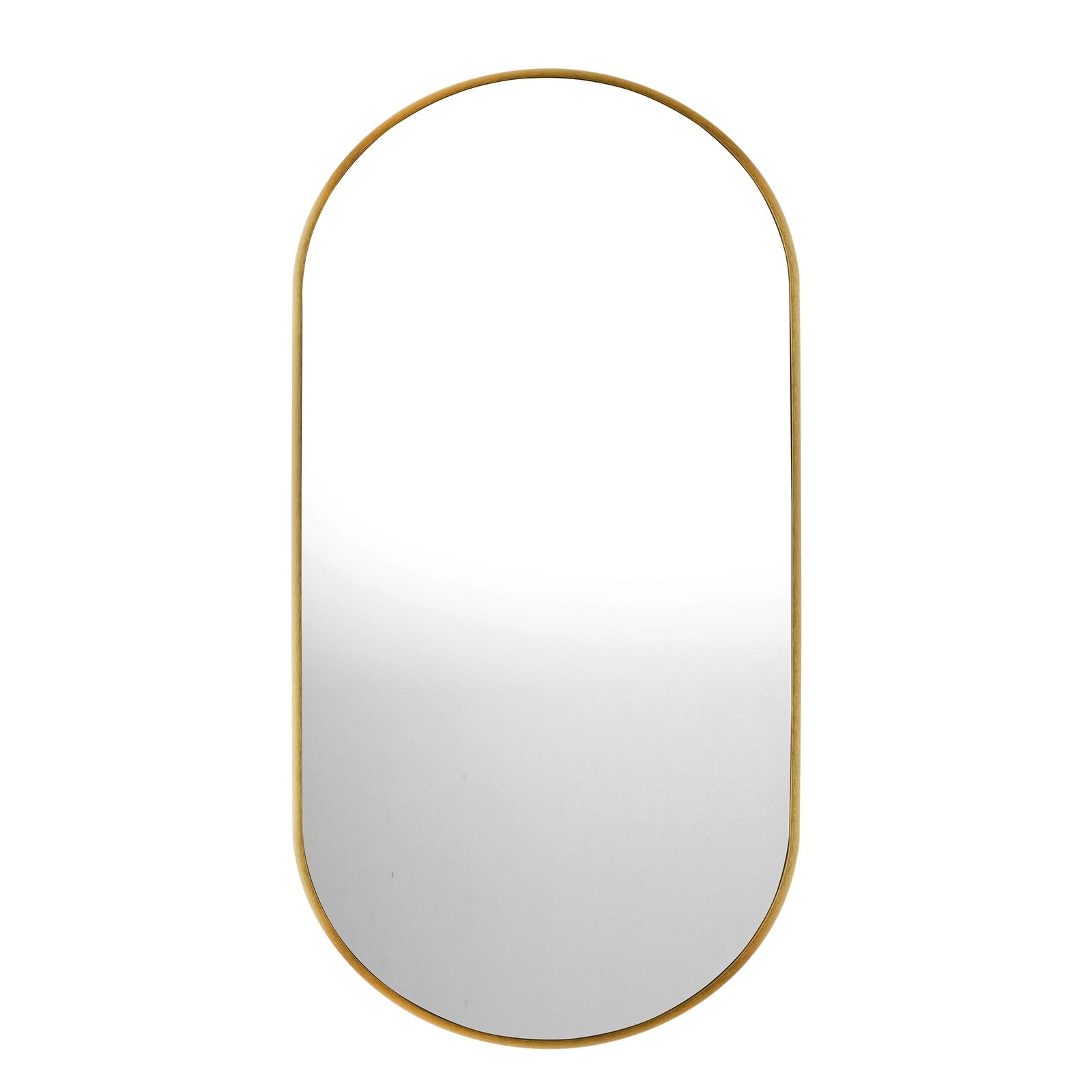 Oikiture Wall Mirrors Oval Makeup Mirror Bathroom Home Decor Gold 76x31cm - Sunyee