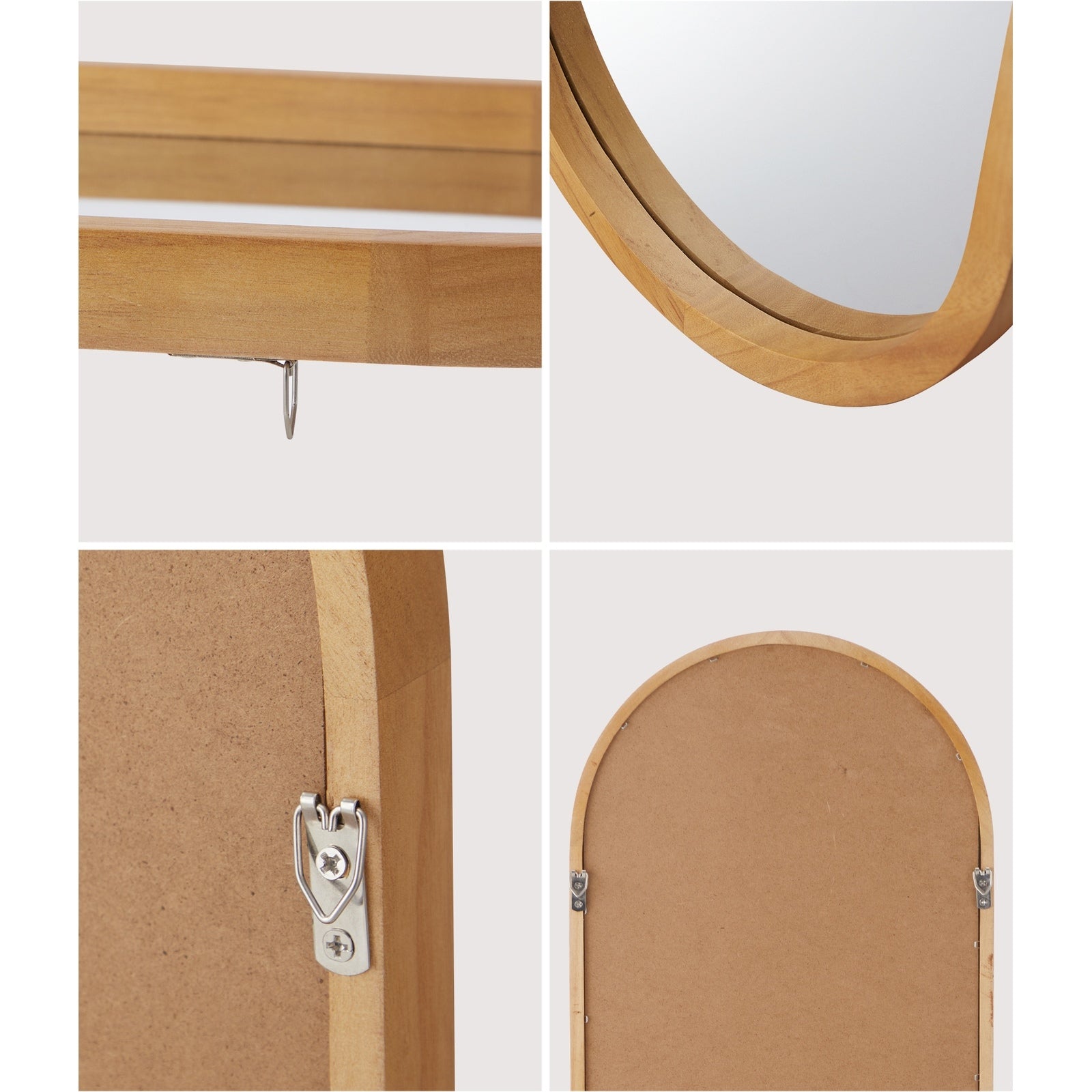 Oikiture Wall Mirrors Oval Makeup Mirror Home Decor Wooden 76x31cm - Sunyee