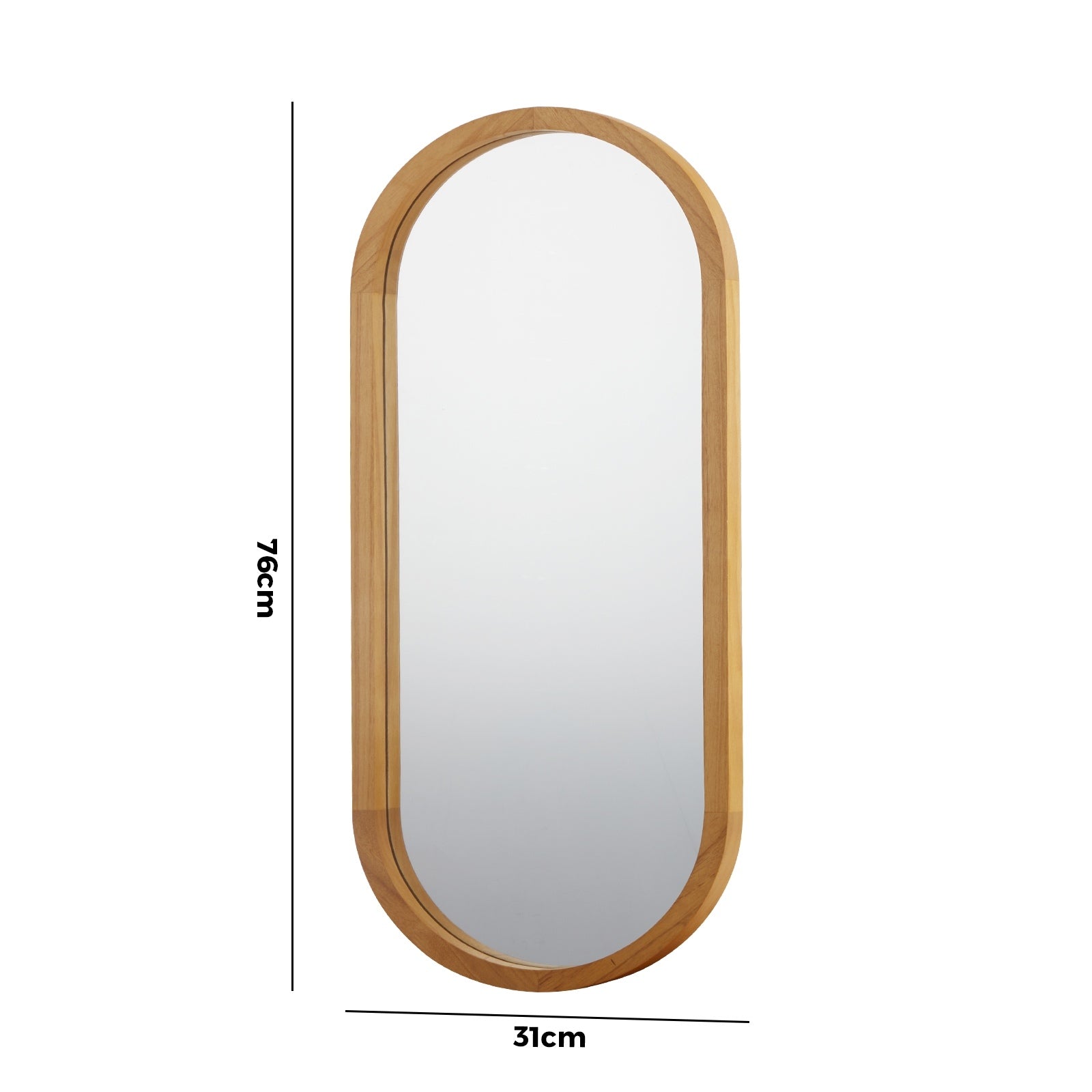 Oikiture Wall Mirrors Oval Makeup Mirror Home Decor Wooden 76x31cm - Sunyee