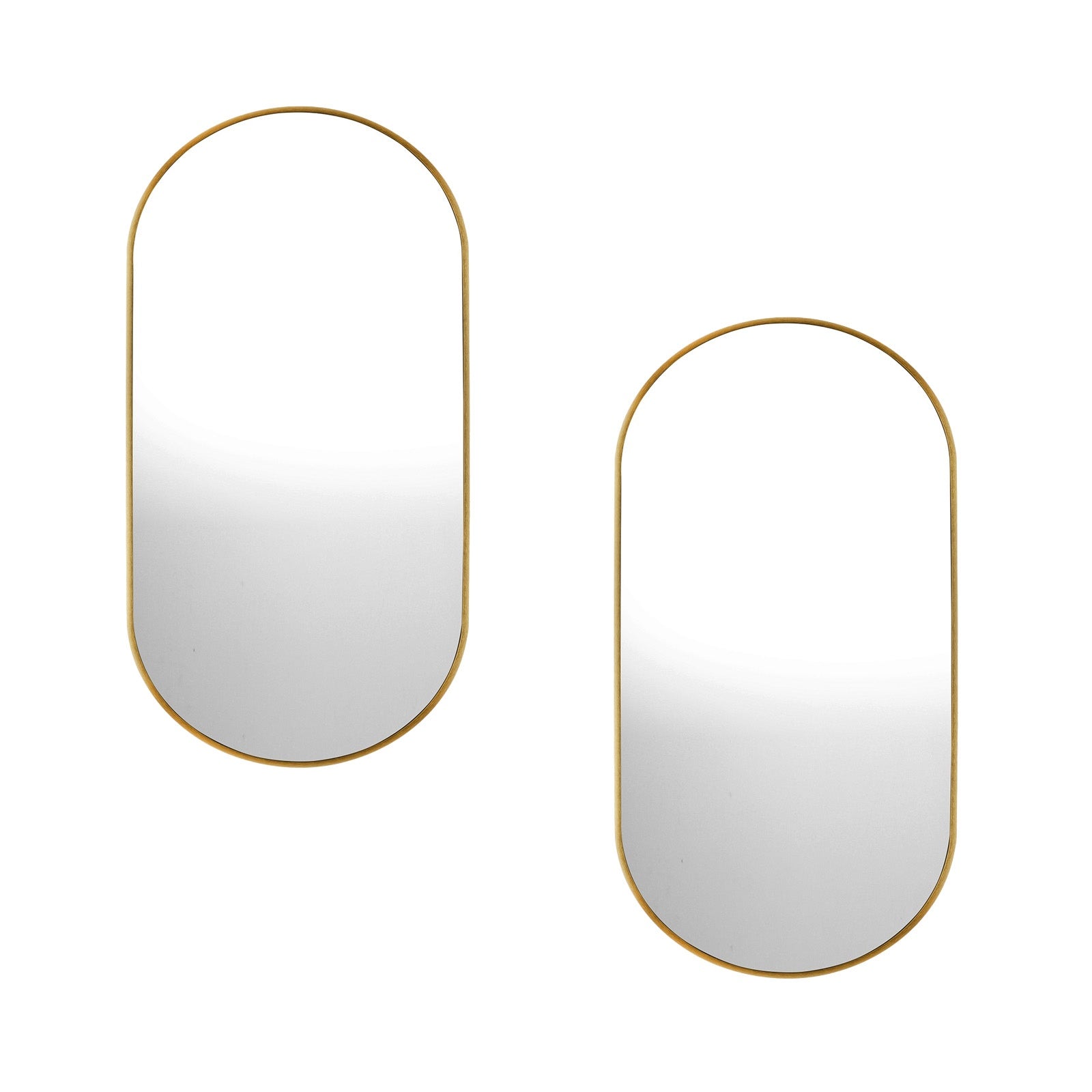 Oikiture Wall Mirrors Oval Home Decor Mirror Gold 84x50cm Set of 2 - Sunyee