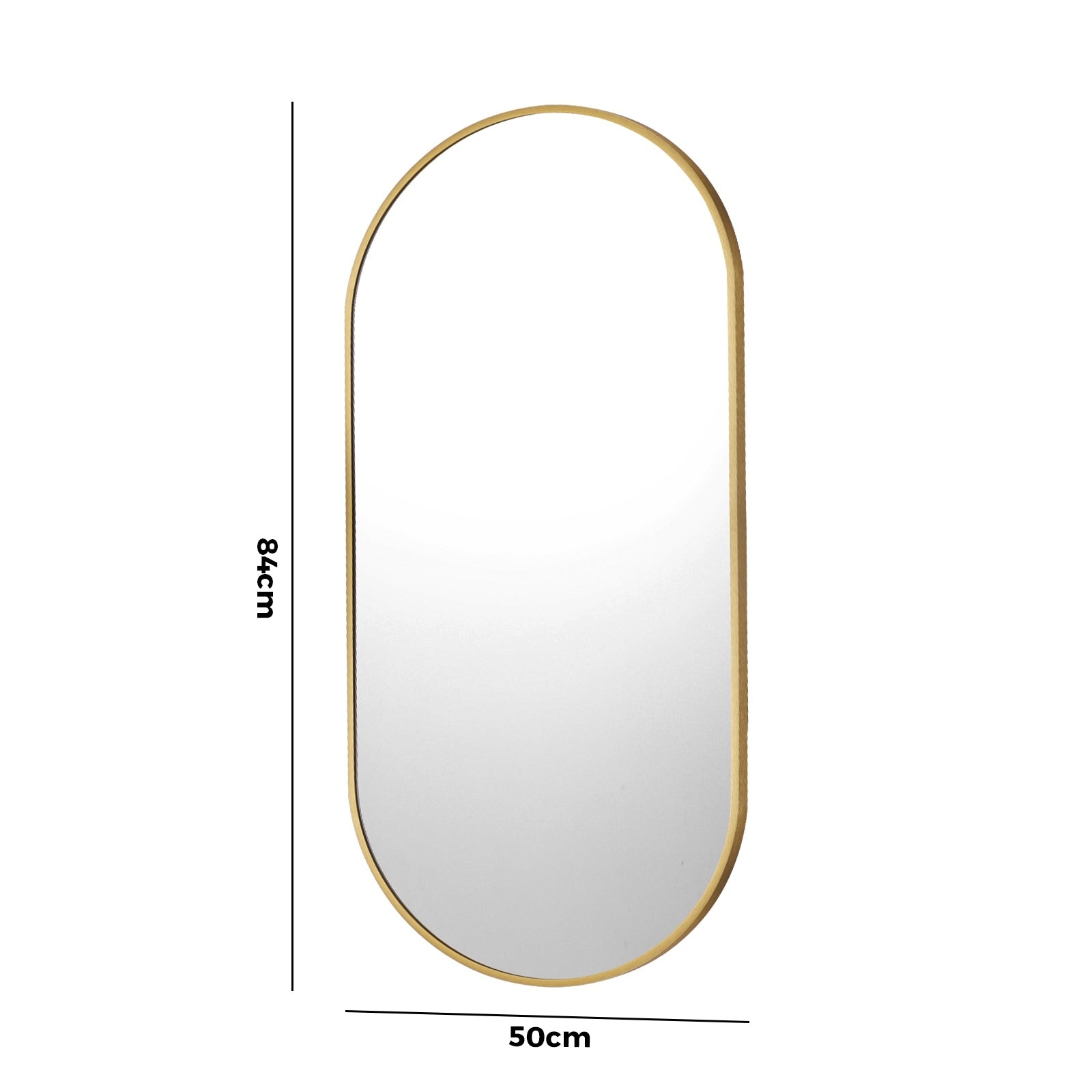 Oikiture Wall Mirrors Oval Makeup Mirror Bathroom Home Decor Gold 84x50cm - Sunyee