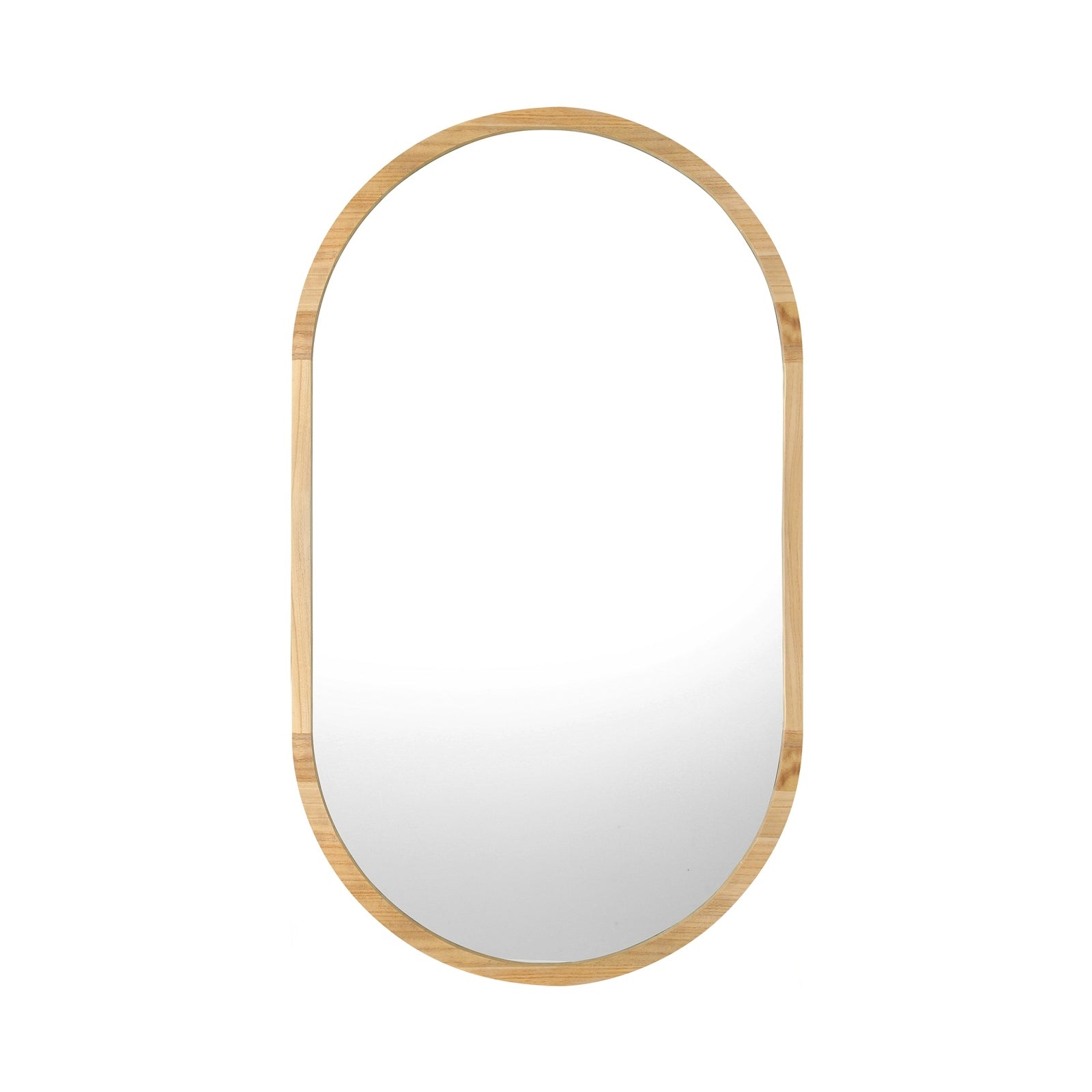 Oikiture Wooden Wall Mirrors Oval Makeup Mirror Home Decor 84x50cm - Sunyee
