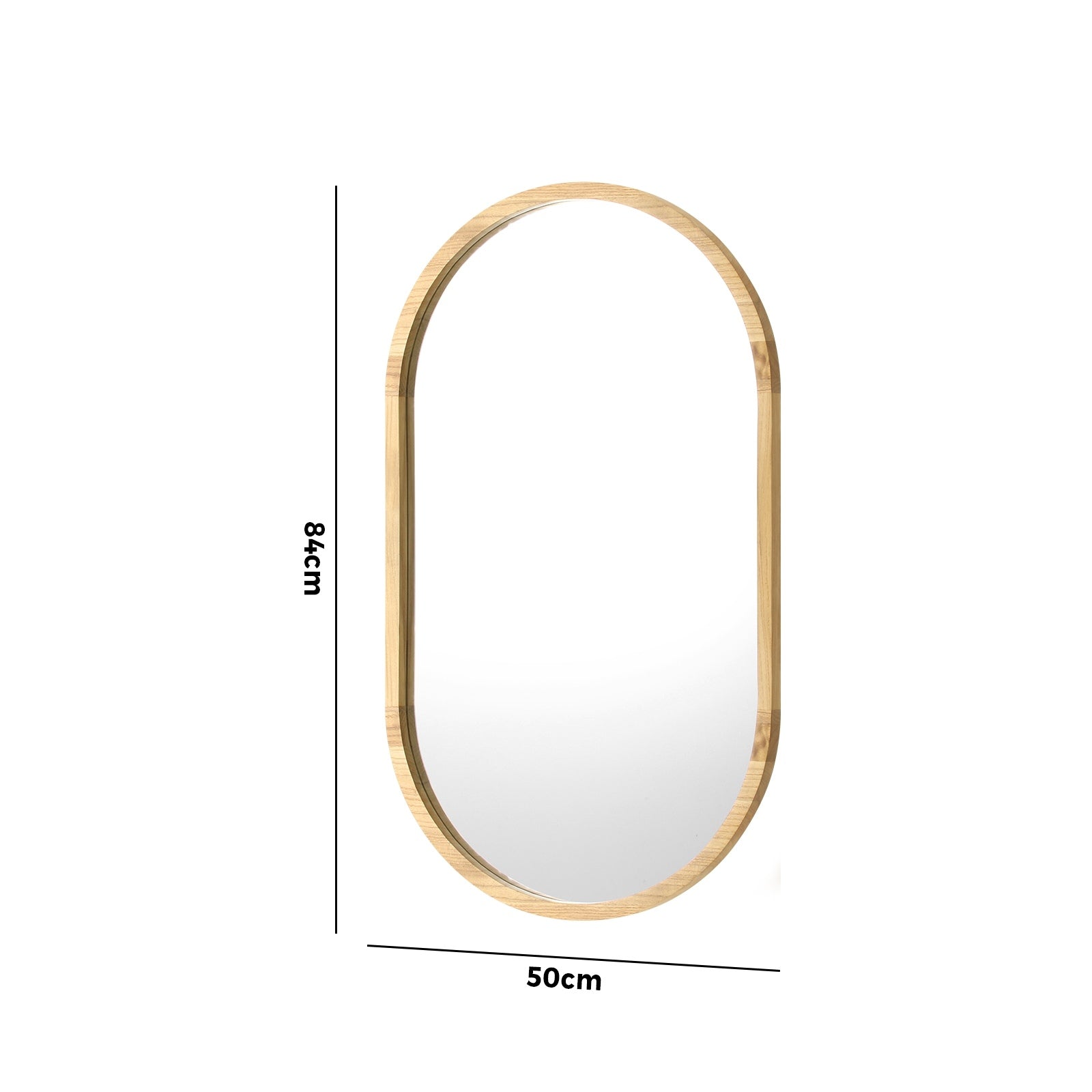Oikiture Wooden Wall Mirrors Oval Makeup Mirror Home Decor 84x50cm - Sunyee
