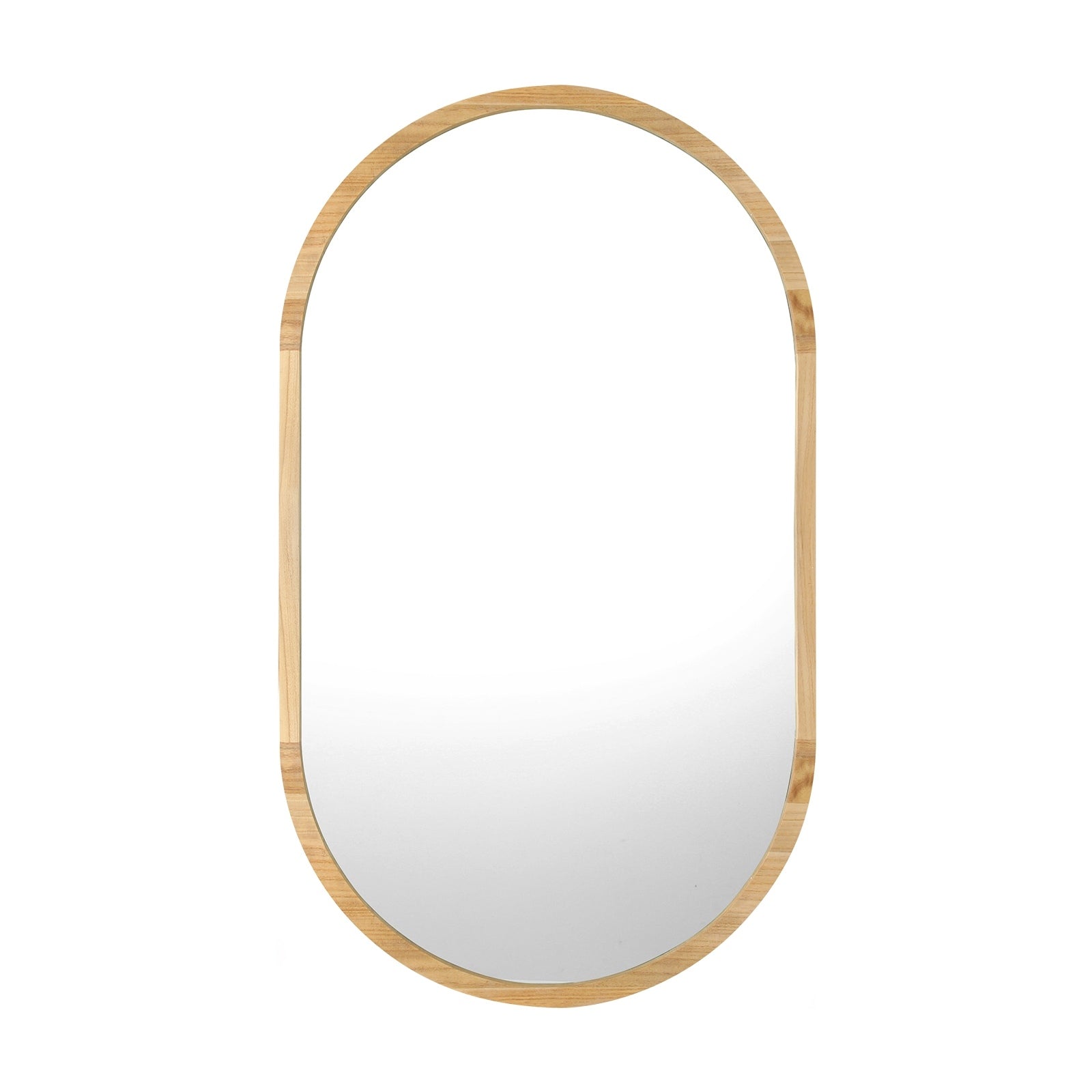 Oikiture Wooden Wall Mirrors Oval Makeup Mirror Home Decor 84x50cm - Sunyee
