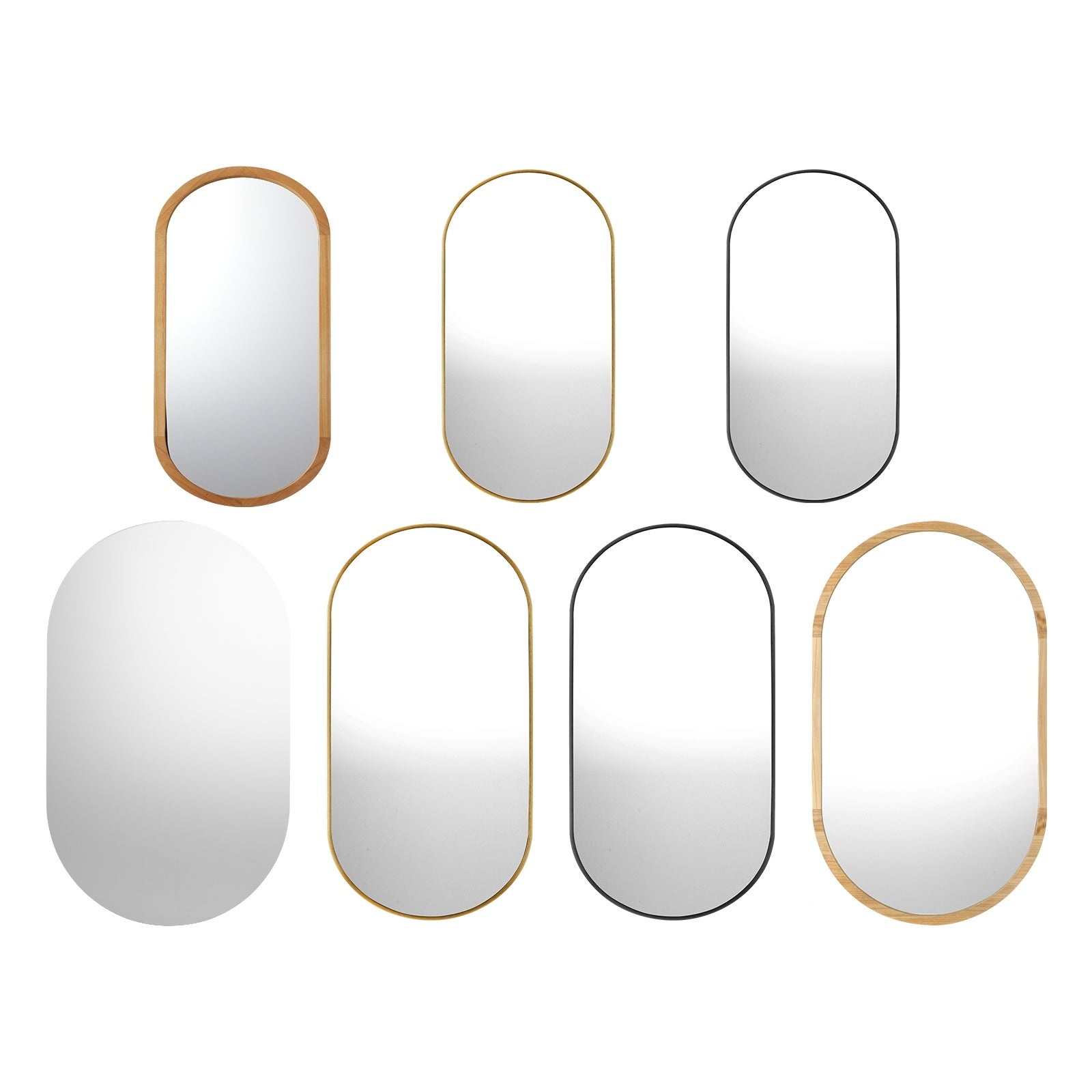 Oikiture Oval Wall Mirrors Bathroom Makeup Mirror Home Decor Black/Gold/Wooden - Sunyee