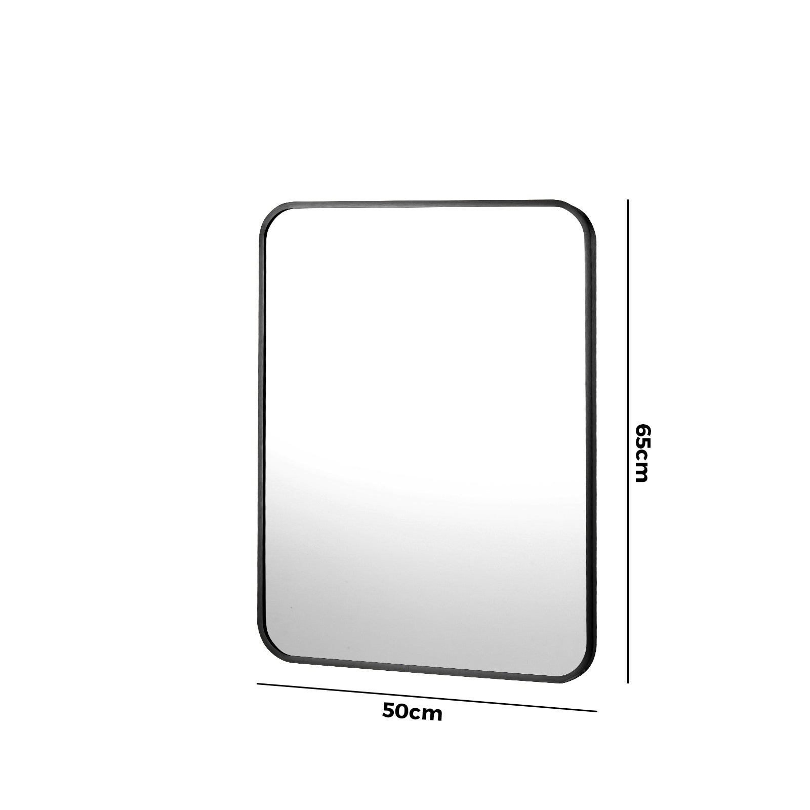Oikiture Wall Mirrors Rectangle Makeup Mirror Metal Frame 65x50cm Black - Sunyee