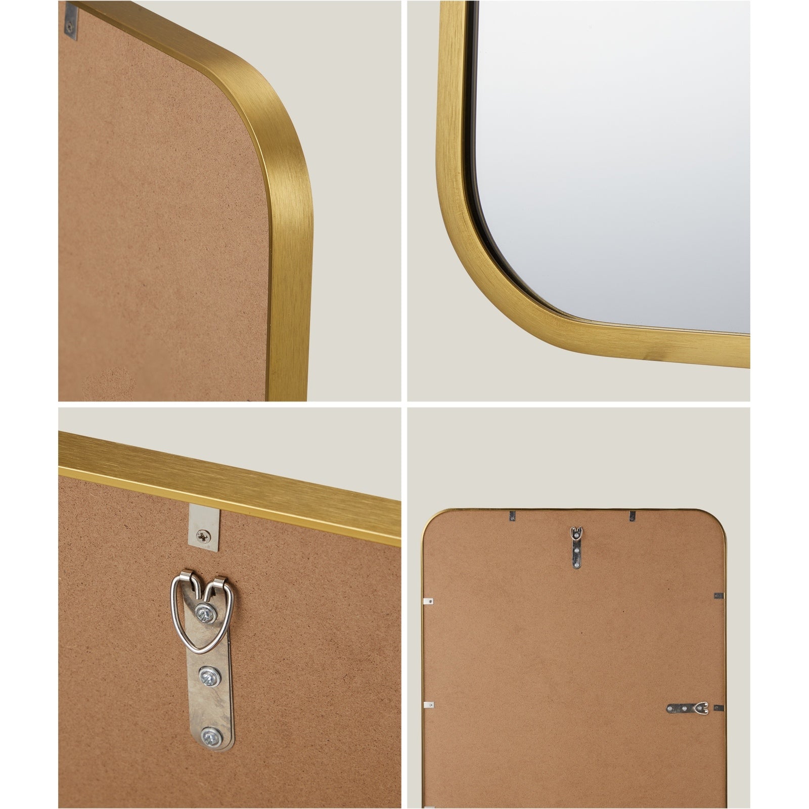 Oikiture Wall Mirrors Rectangle Makeup Mirror Metal Frame 65x50cm Gold - Sunyee