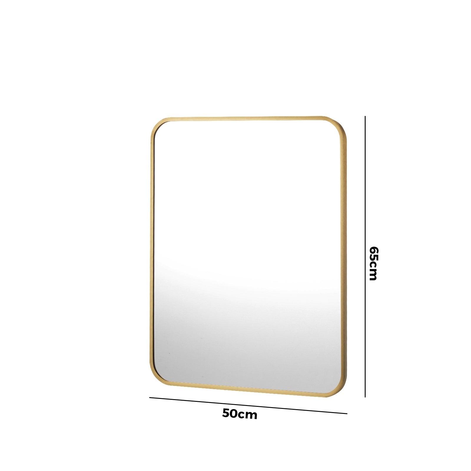 Oikiture Wall Mirrors Rectangle Makeup Mirror Metal Frame 65x50cm Gold - Sunyee