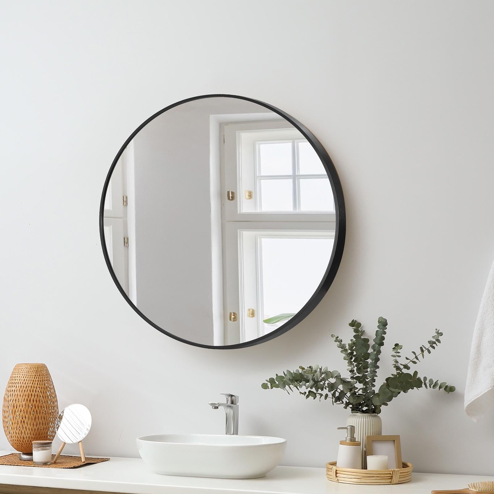 Oikiture Wall Mirrors Round Makeup Mirror Home Decor 50/60/70/80/90cm - Sunyee