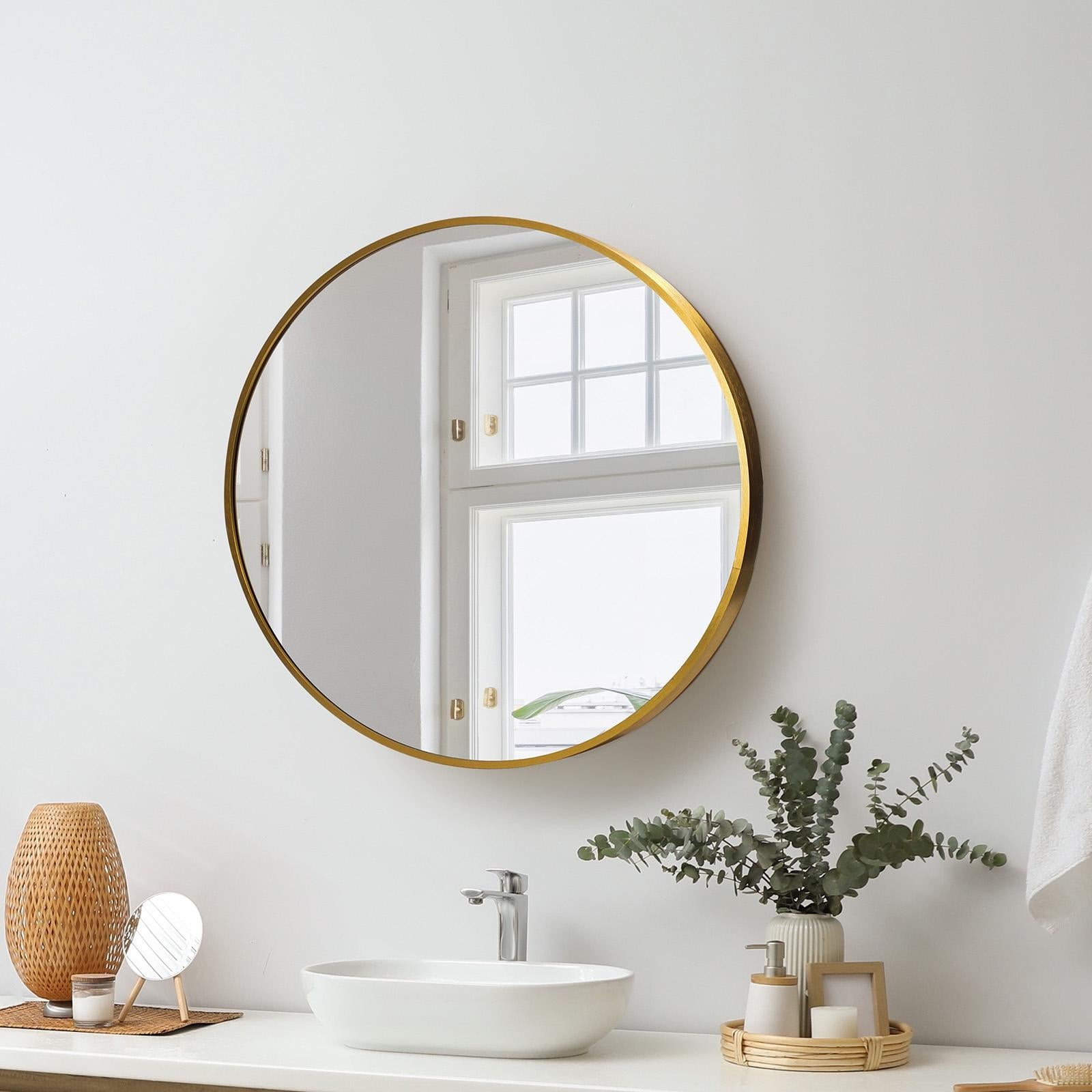 Oikiture Wall Mirrors Round Makeup Mirror Home Decor 50/60/70/80/90cm - Sunyee