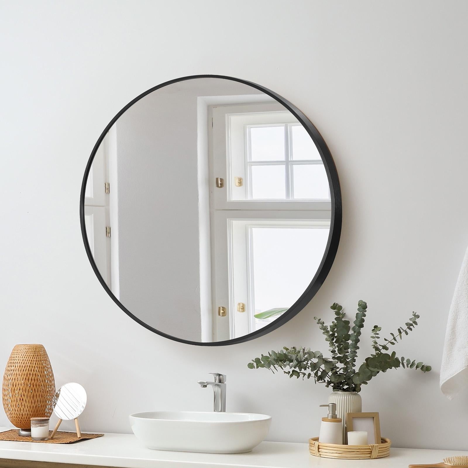 Oikiture Wall Mirrors Round Makeup Mirror Home Decor 50/60/70/80/90cm - Sunyee