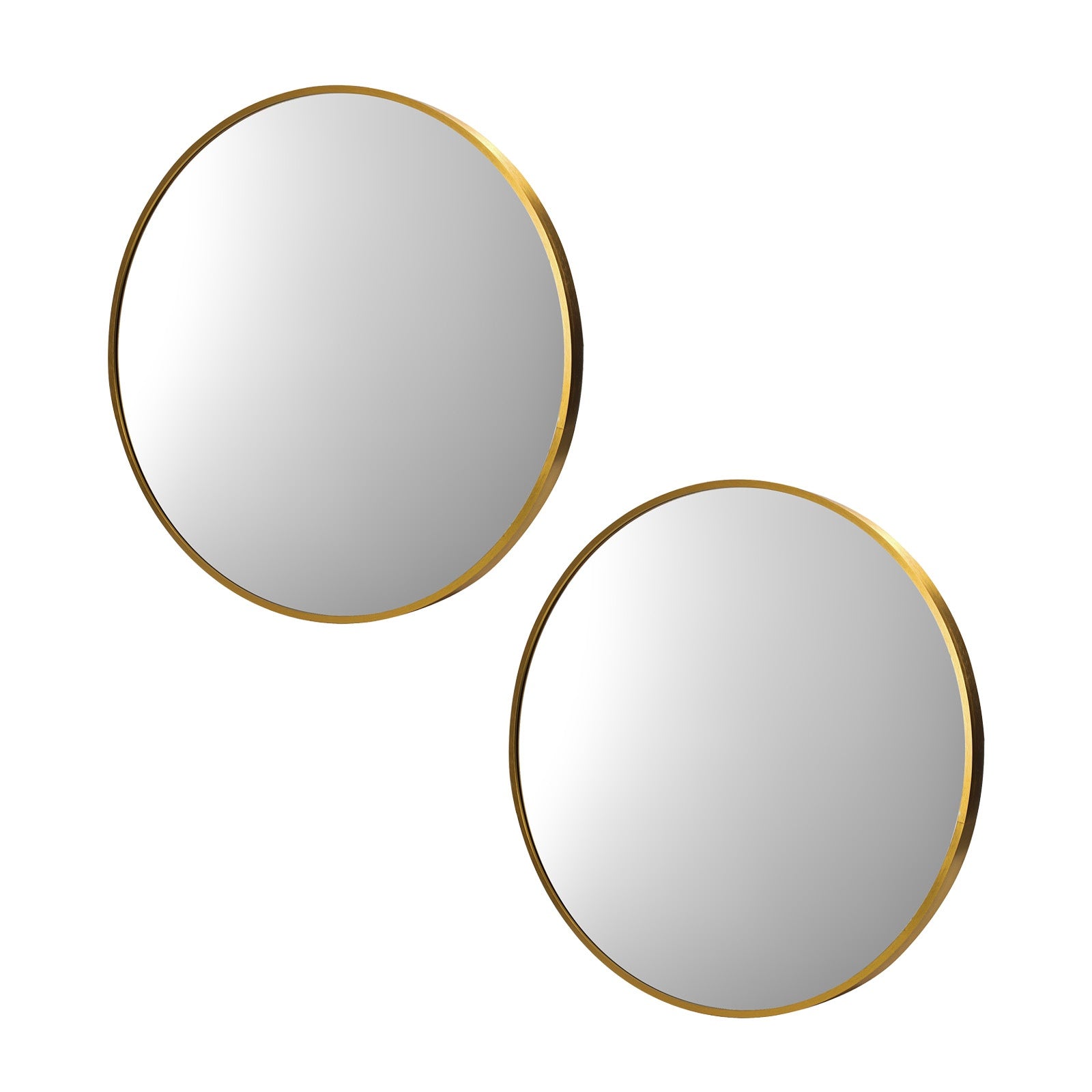 Oikiture Wall Mirrors Round Home Decor 60cm Gold Set of 2 - Sunyee
