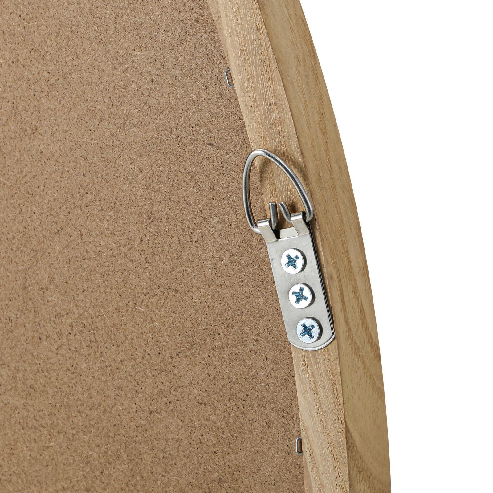 Oikiture Wall Mirrors Round Makeup Mirror Vanity Home Decorative Wooden 80cm - Sunyee