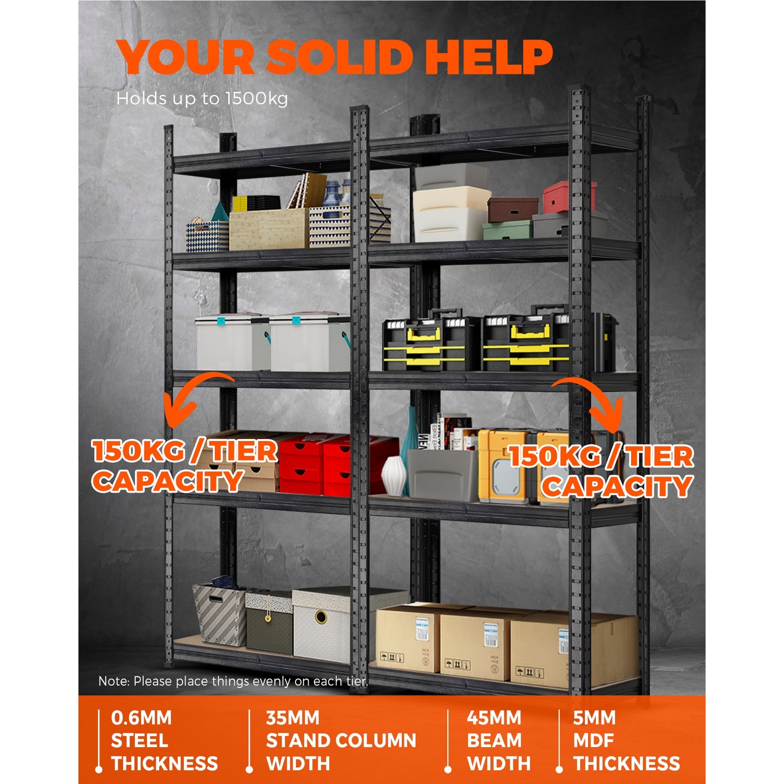 Warehouse Shelving Garage Shelves Storage Racks Steel Pallet Racking 1.5mx2 - Sunyee