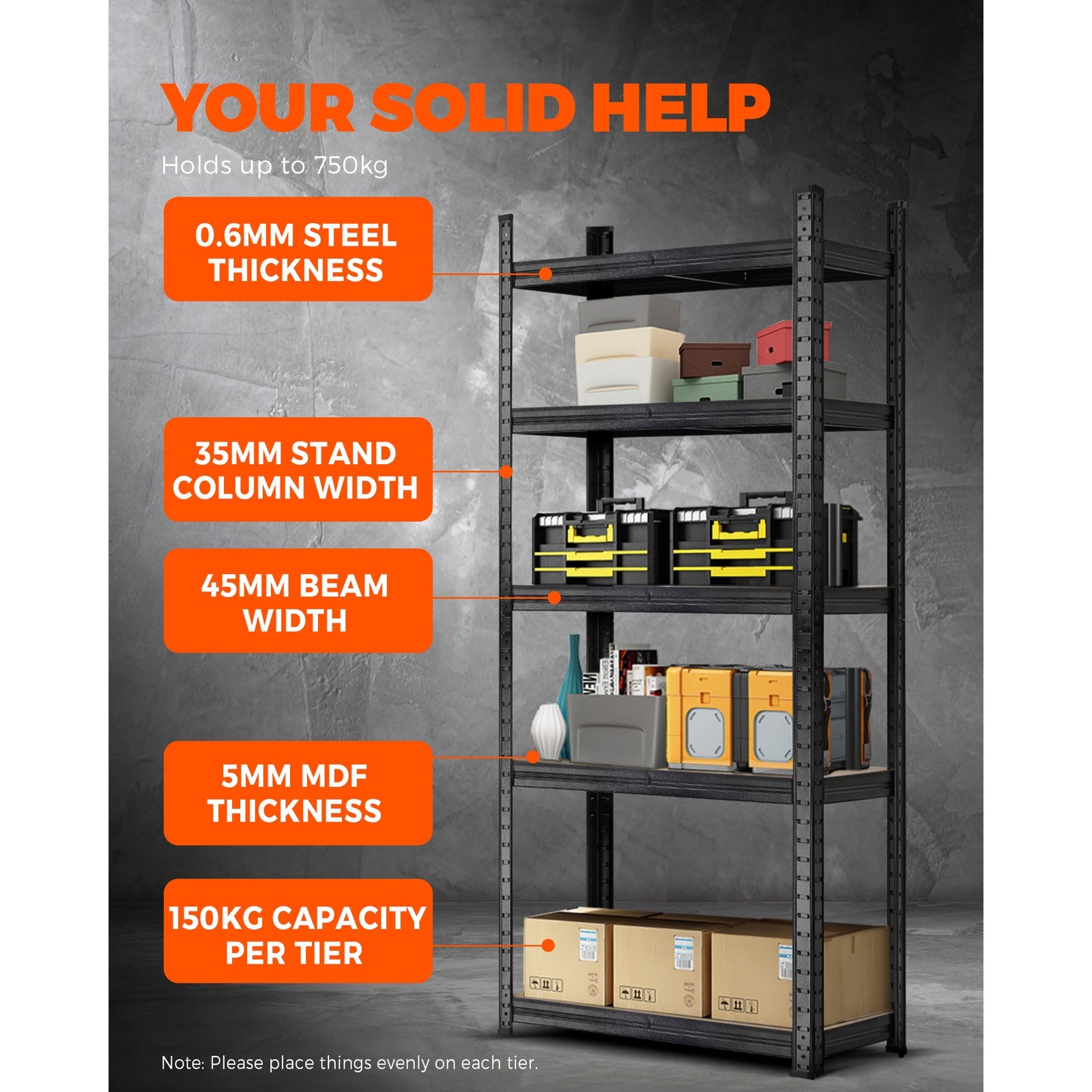 Warehouse Shelving Garage Shelves Storage Racks Steel Pallet Racking Shelf 1.5m - Sunyee