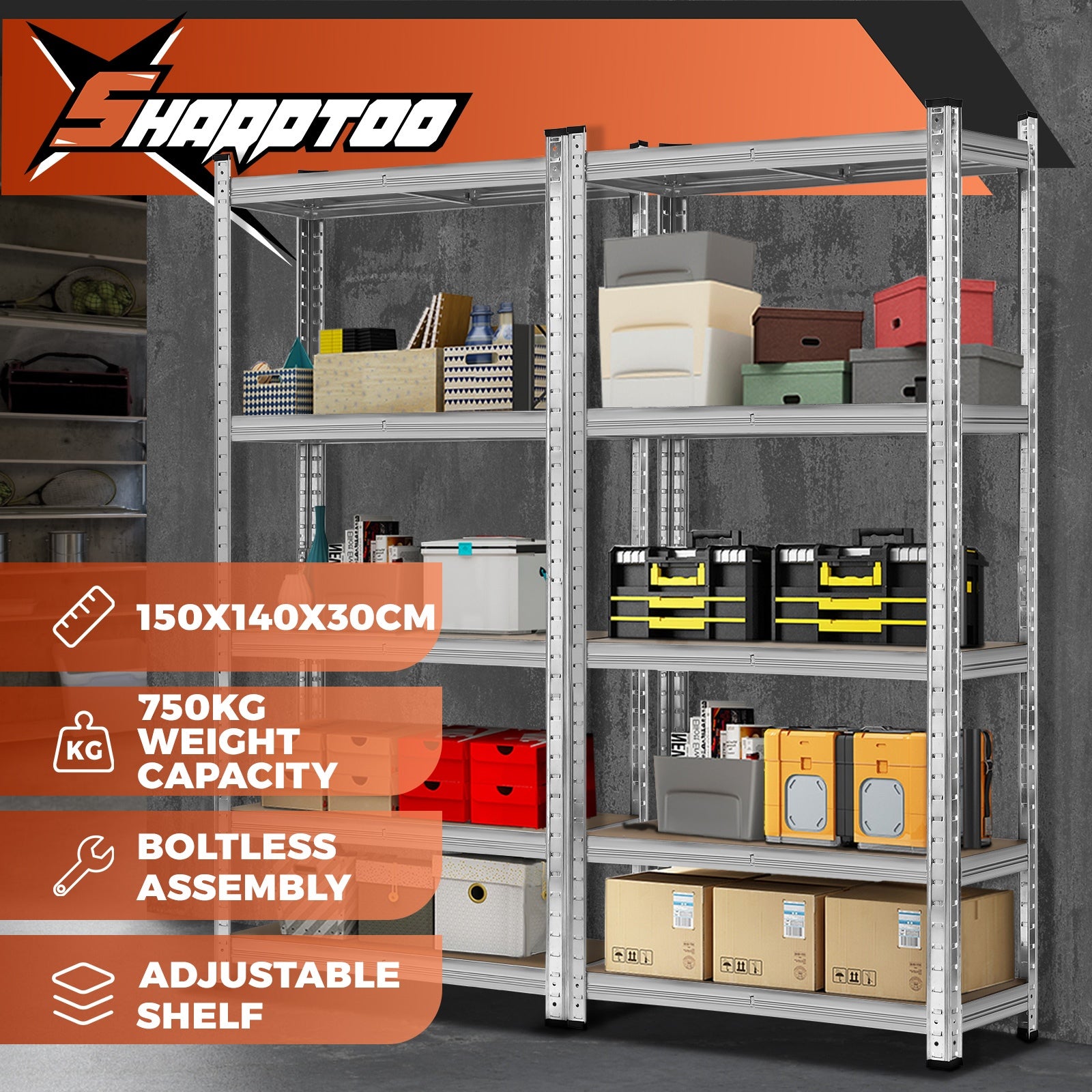 Sharptoo Shelving Garage Storage Warehouse Racking Industrial Shed Shelves Rack - Sunyee