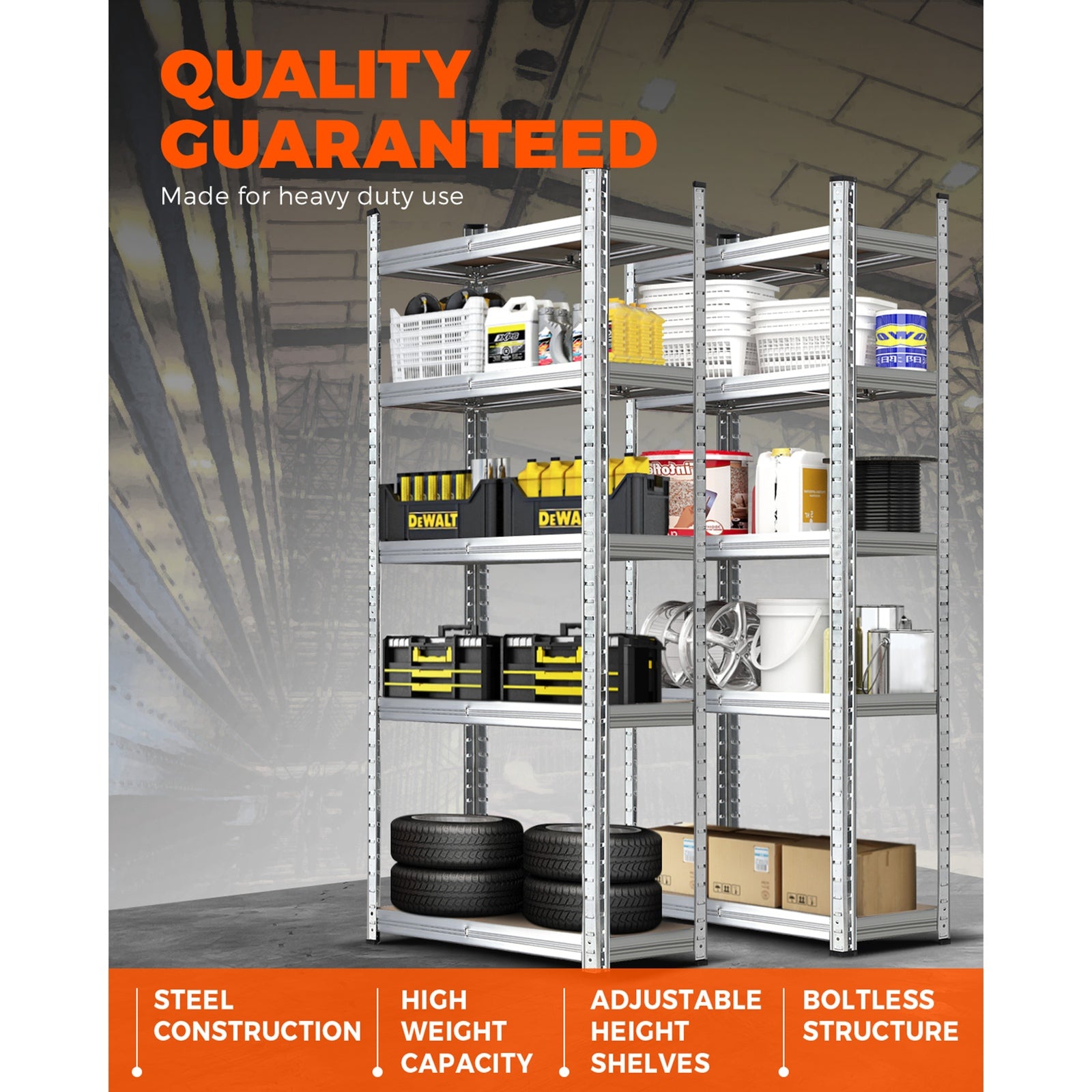 Sharptoo Warehouse Shelving Garage Shelves Storage Rack Steel Pallet Shelf1.5mx2 - Sunyee