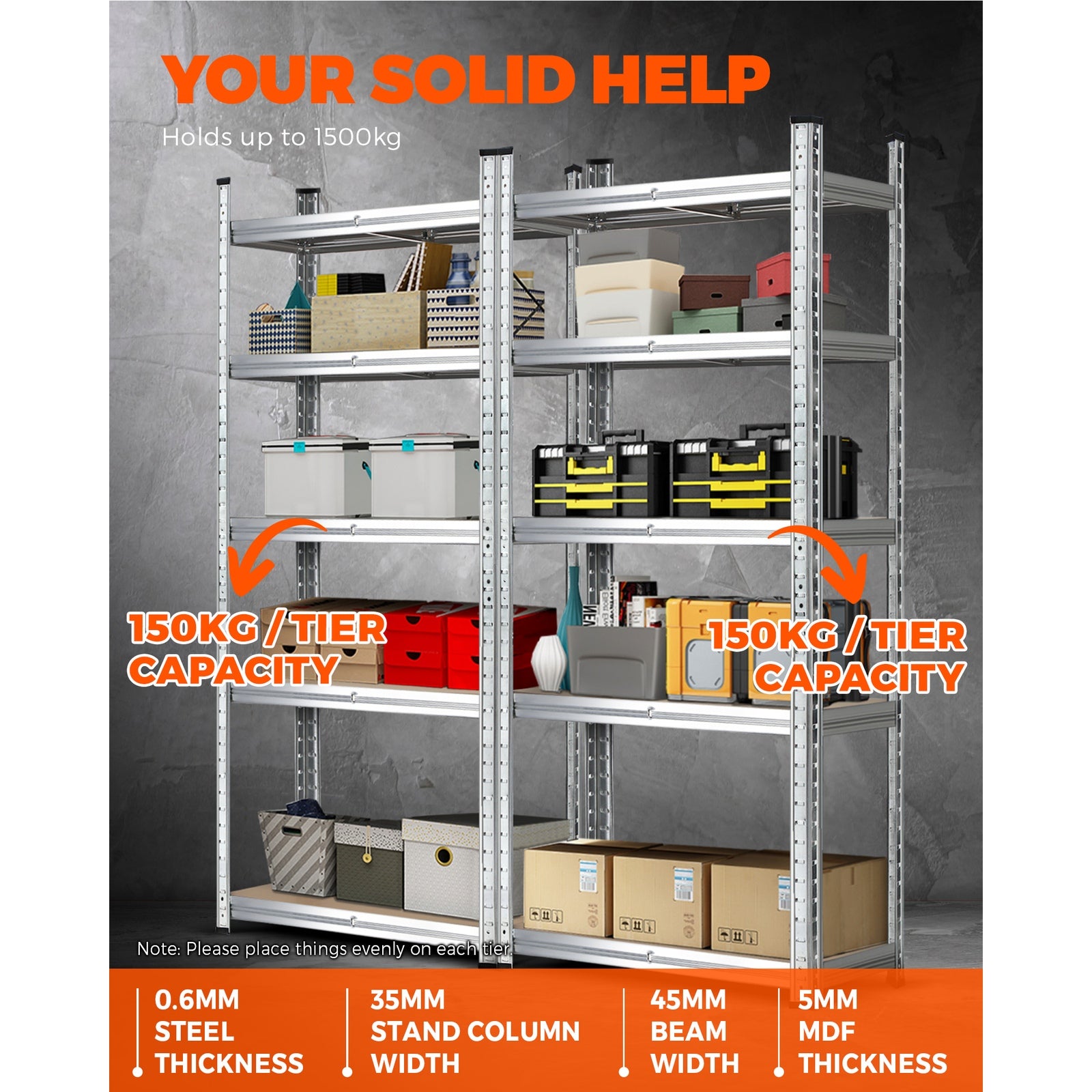 Sharptoo Warehouse Shelving Garage Shelves Storage Rack Steel Pallet Shelf1.5mx2 - Sunyee